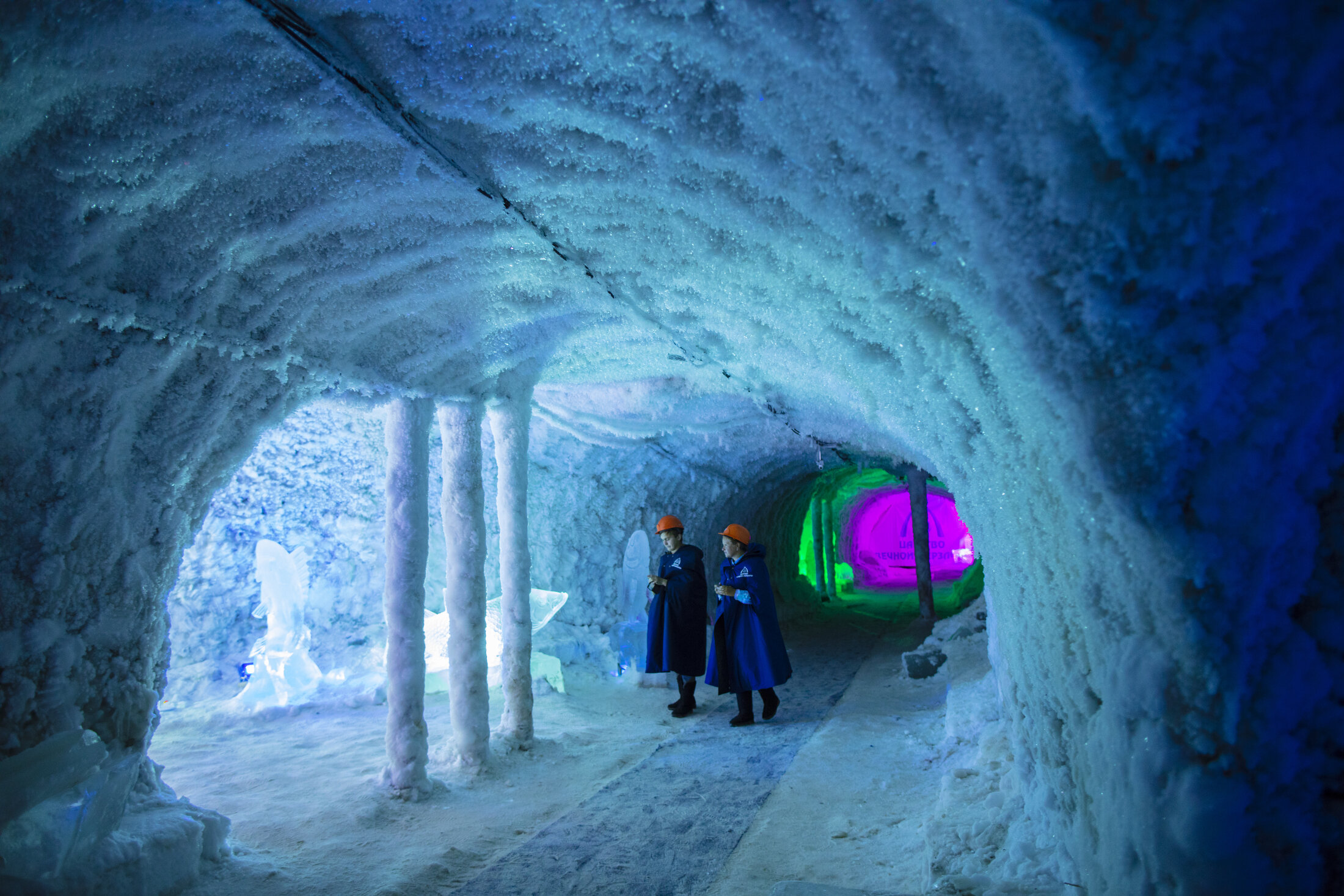  The "Kingdom of Permafrost" museum, a tourist attraction that includes walking through permafrost tunnels decorated with psychedelic lights and ice sculptures, is dug into the side of a hill on the outskirts of Yakutsk, Siberia. Yakutsk is one of th