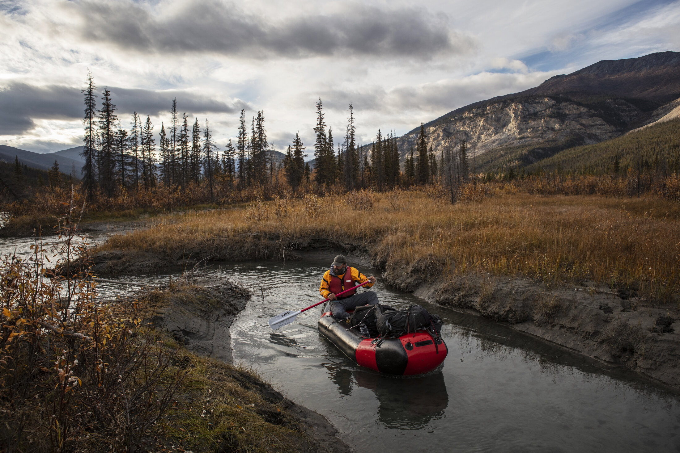  Pack-rafting to explore an overgrown beaver dam waterway expedition that follows ecologist Ken Tape, guide Michael Wald (Pictured here) and National Geographic writer Craig Welch as they look at the ecological impact of beavers in the Arctic for app