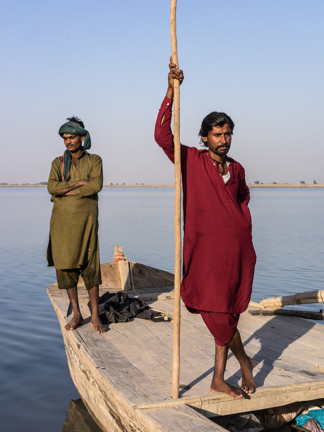  Boatmen on the Indus River on Monday, November 27, 2017 in Sehwan Sharif, Sindh, Pakistan. The Indus and its tributaries form the backbone of Pakistan's fresh water supply, and a series of river-fed canals irrigate the fields that support much of th