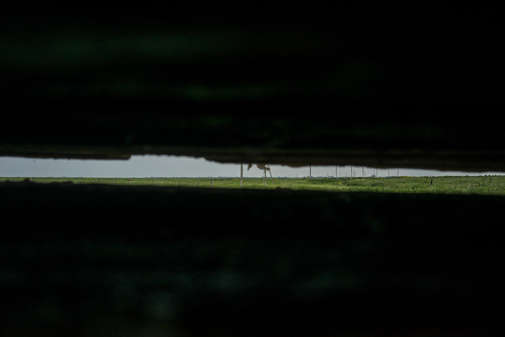  A view toward Azerbaijani military positions from a post of the armed forces of Nagorno-Karabakh along the line of contact in the eastern direction. Near Agdam, Nagorno-Karabakh. 2015. 