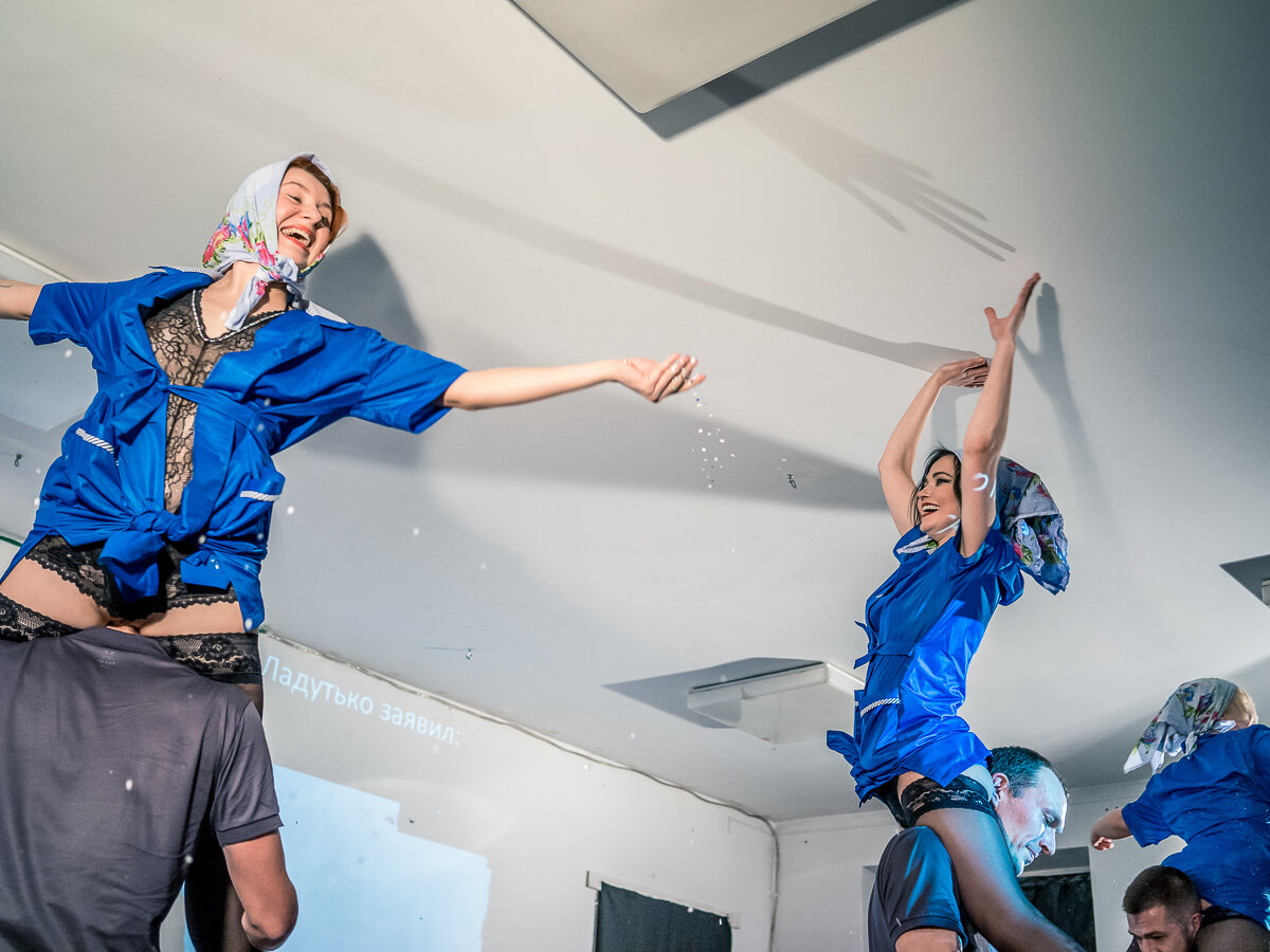  Actors with the Belarus Free Theatre performs at a secret location on Sunday, October 11, 2015 in Minsk, Belarus. The underground theater group operates in defiance of hardline authorities, with blatantly political and otherwise controversial subjec