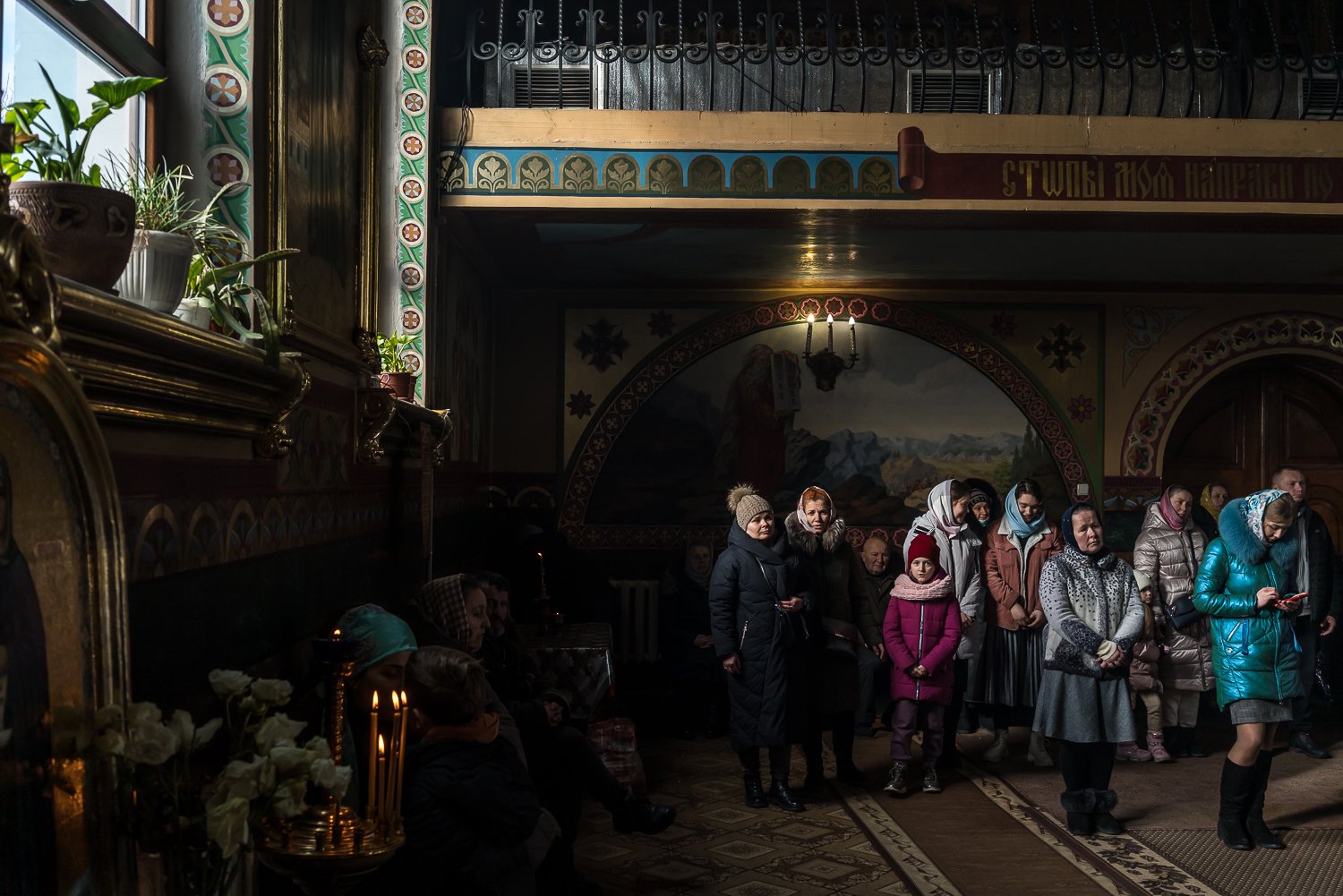  Worshippers at Sunday morning services at St. Paraskeva Orthodox Church on Sunday, February 27, 2022 in Kalynivka, Ukraine. 