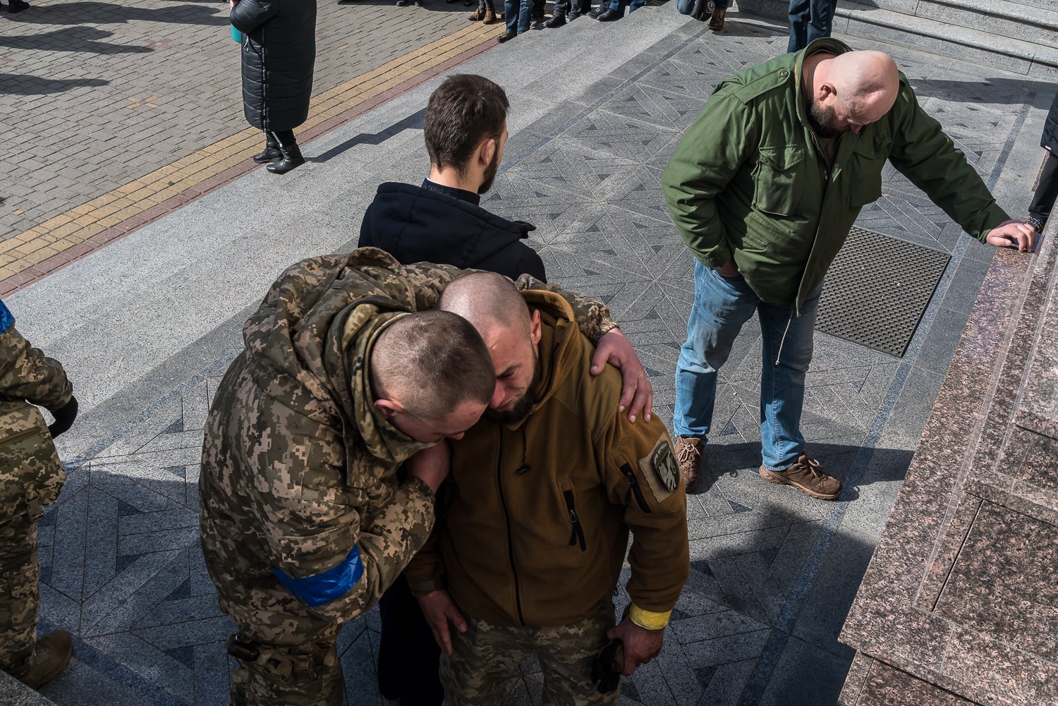  Mourners attend the funeral of two local Ukrainian soldiers, Vadym Hryniuk and Ivan Koshil, who were both killed in an attack on a military airfield in Lutsk early the previous morning at the Cathedral of the Holy Trinity on Saturday, March 12, 2022