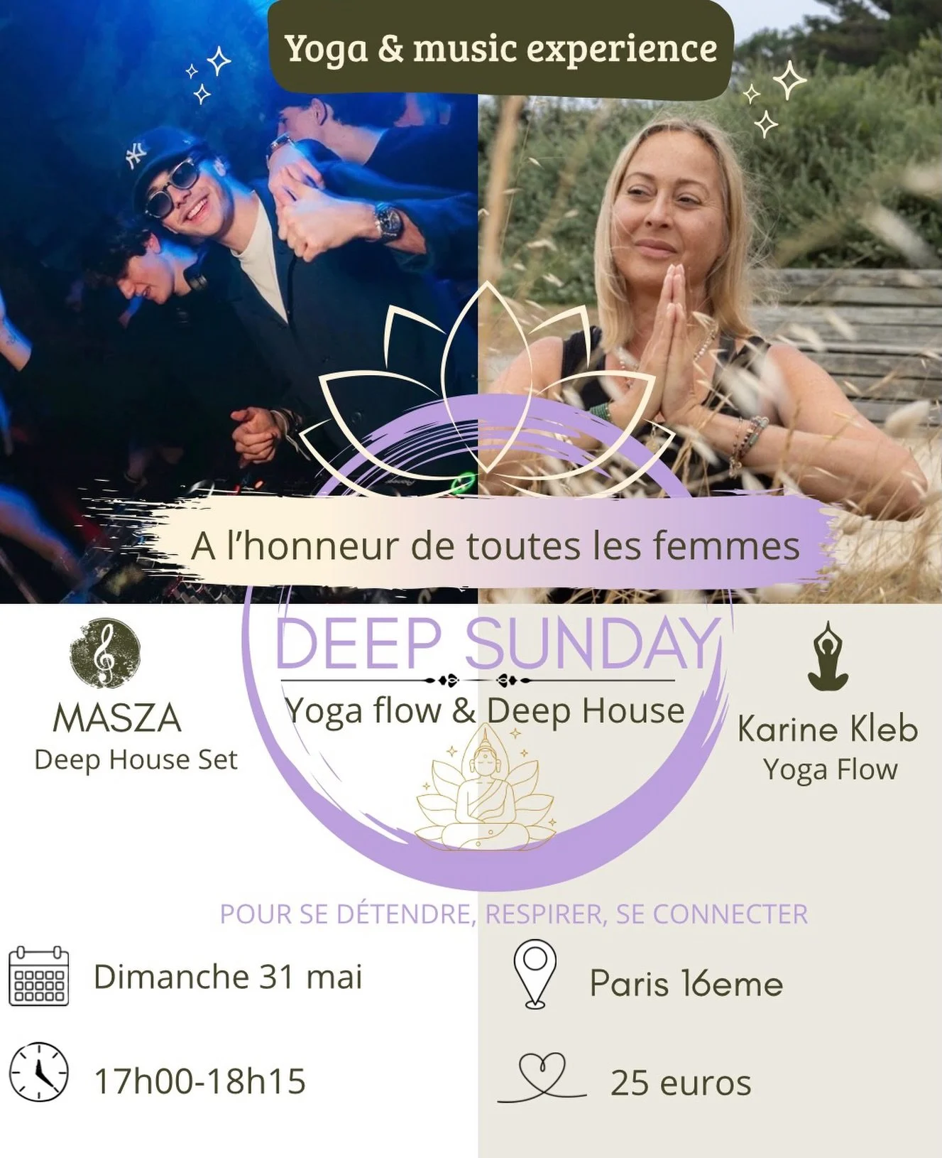 🎵EVENT : YOGA &amp; LIVE MUSIC 🎵 

🇫🇷Dimanche 31 mai - 17h00 &agrave; 18h15
💶25 &euro;
📍Paris 16eme - Places limit&eacute;es

🌟&Agrave; l&rsquo;occasion de la f&ecirc;te des m&egrave;res, le dimanche 31 mai, j&rsquo;ouvre avec mon fils Stanisl