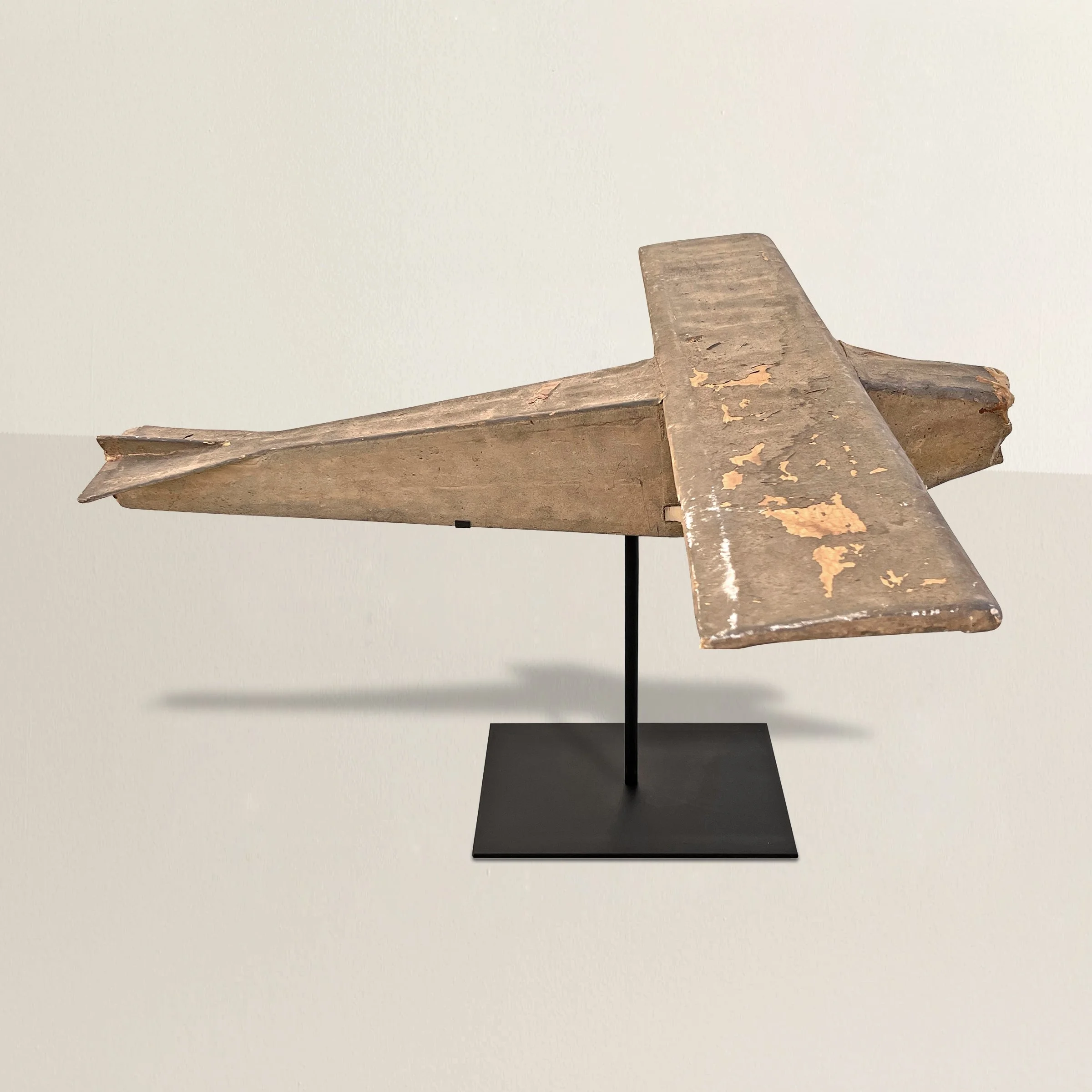 Early 20th Century American Folk Art Bush Plane Model on Custom Mount