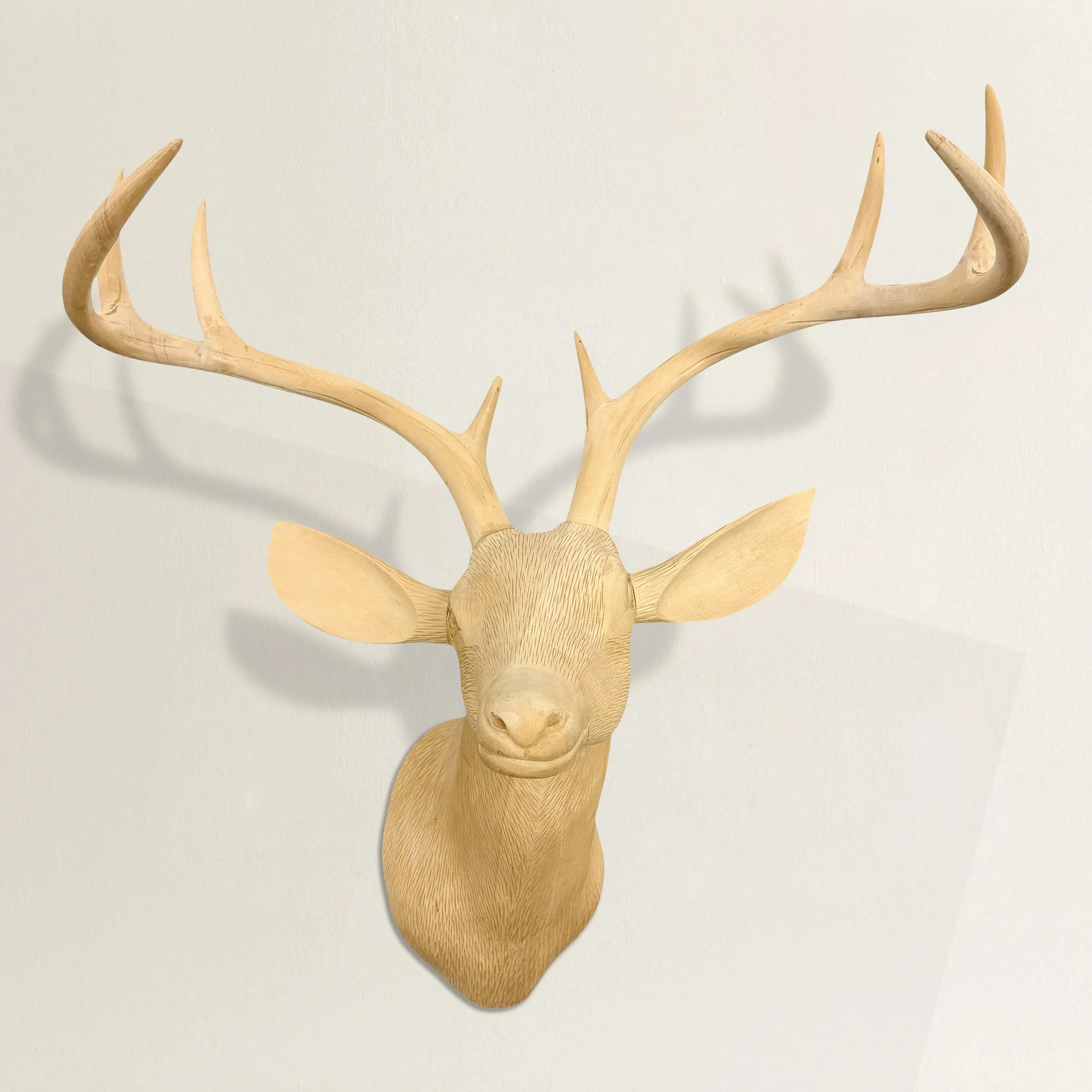 Carved Wood White-Tail Deer Mount