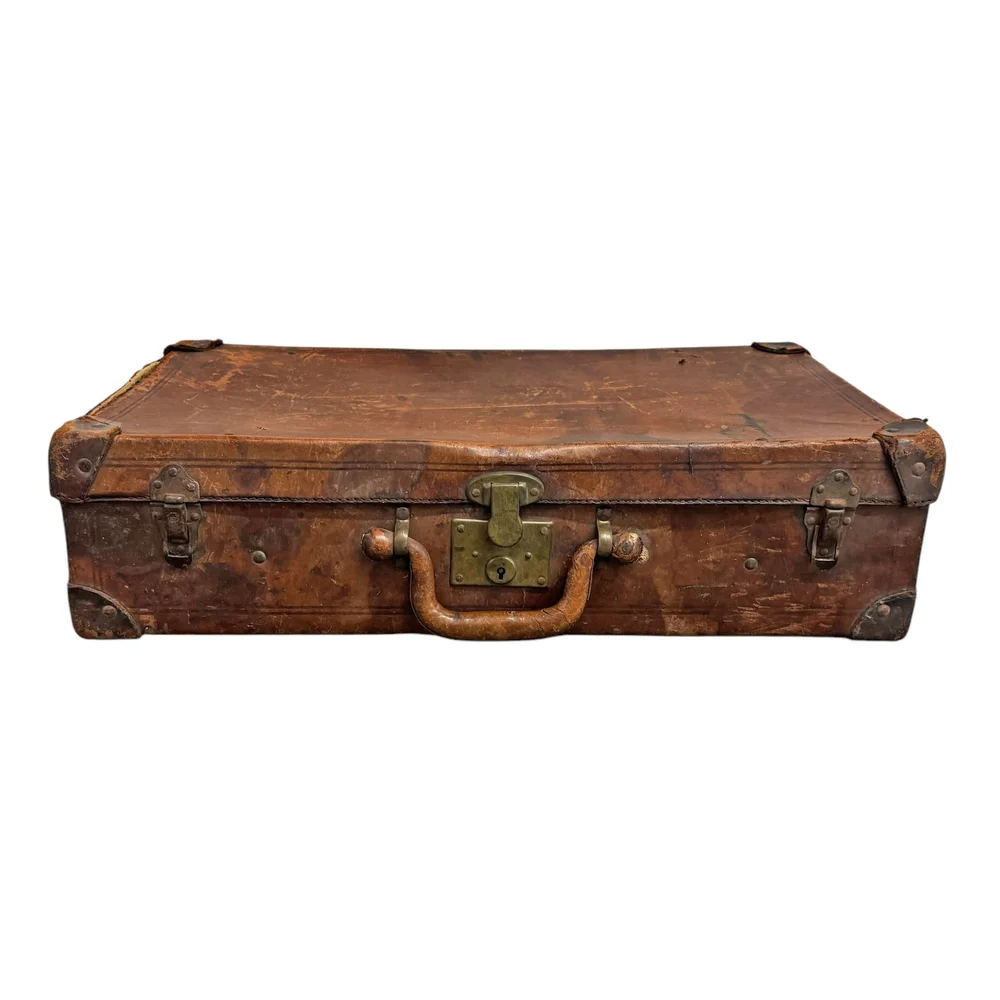 19th Century English Leather Suitcase — RIGHT PROPER