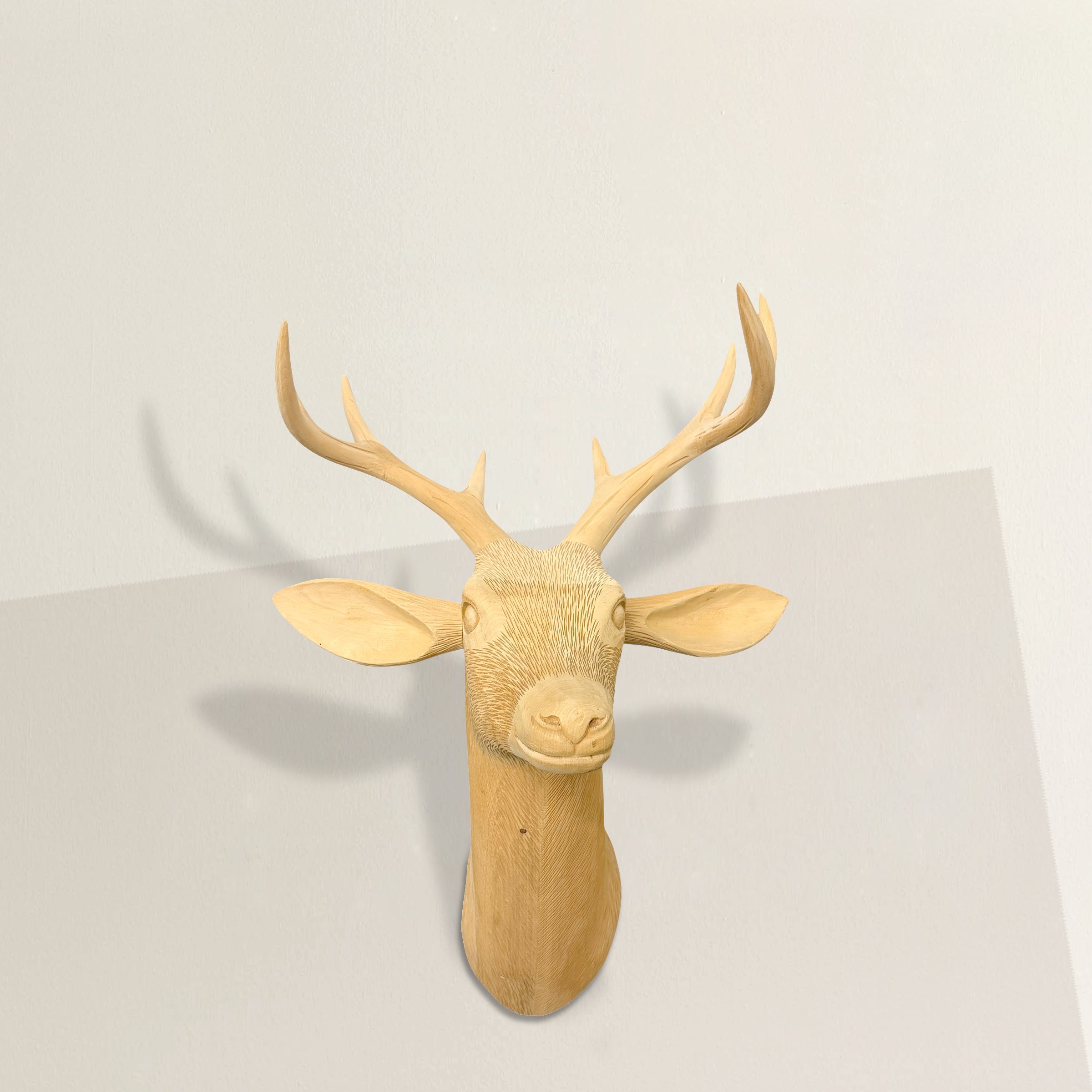 Carved Wood White-Tail Deer Mount