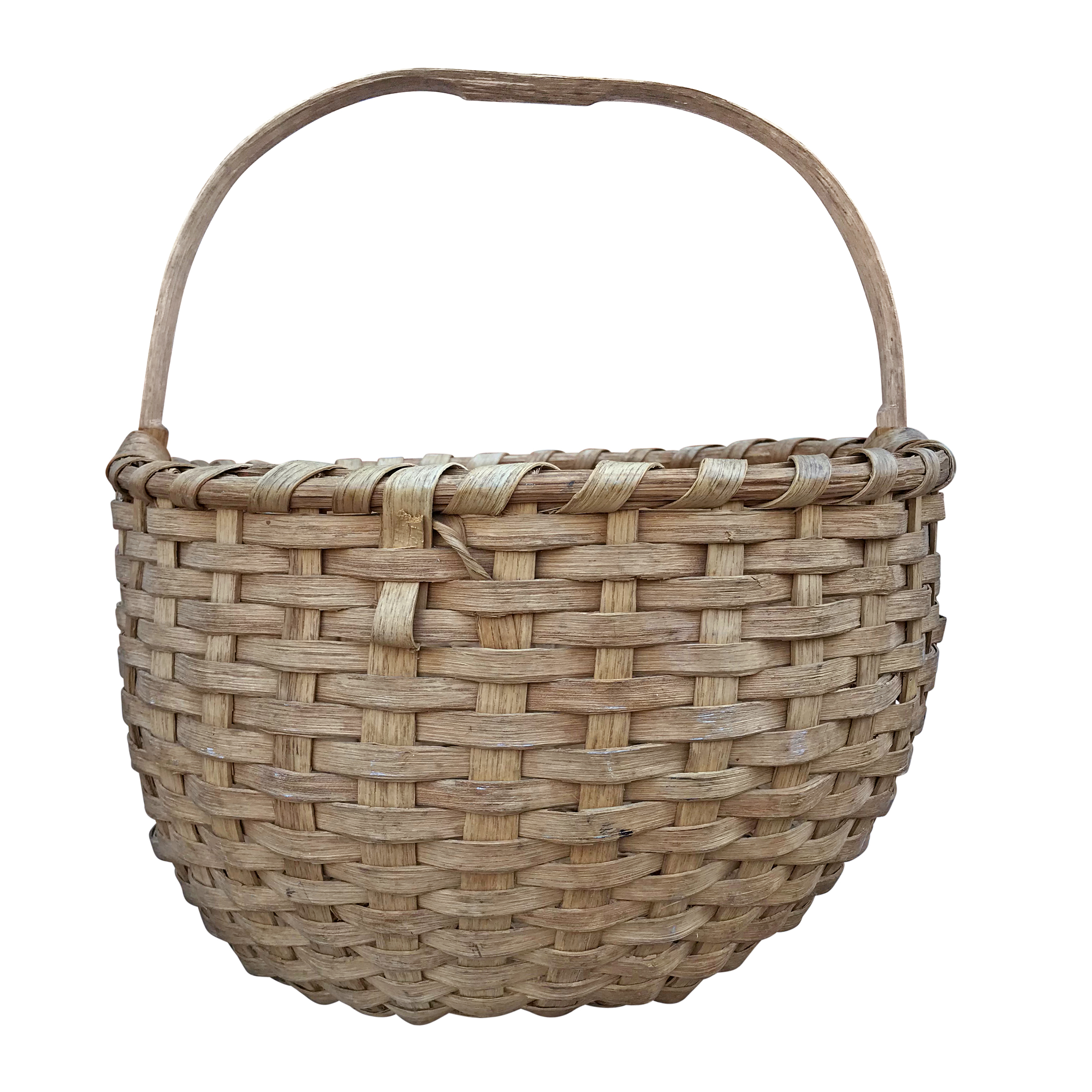 Early 20th Century Oak Splint Basket 1.jpeg