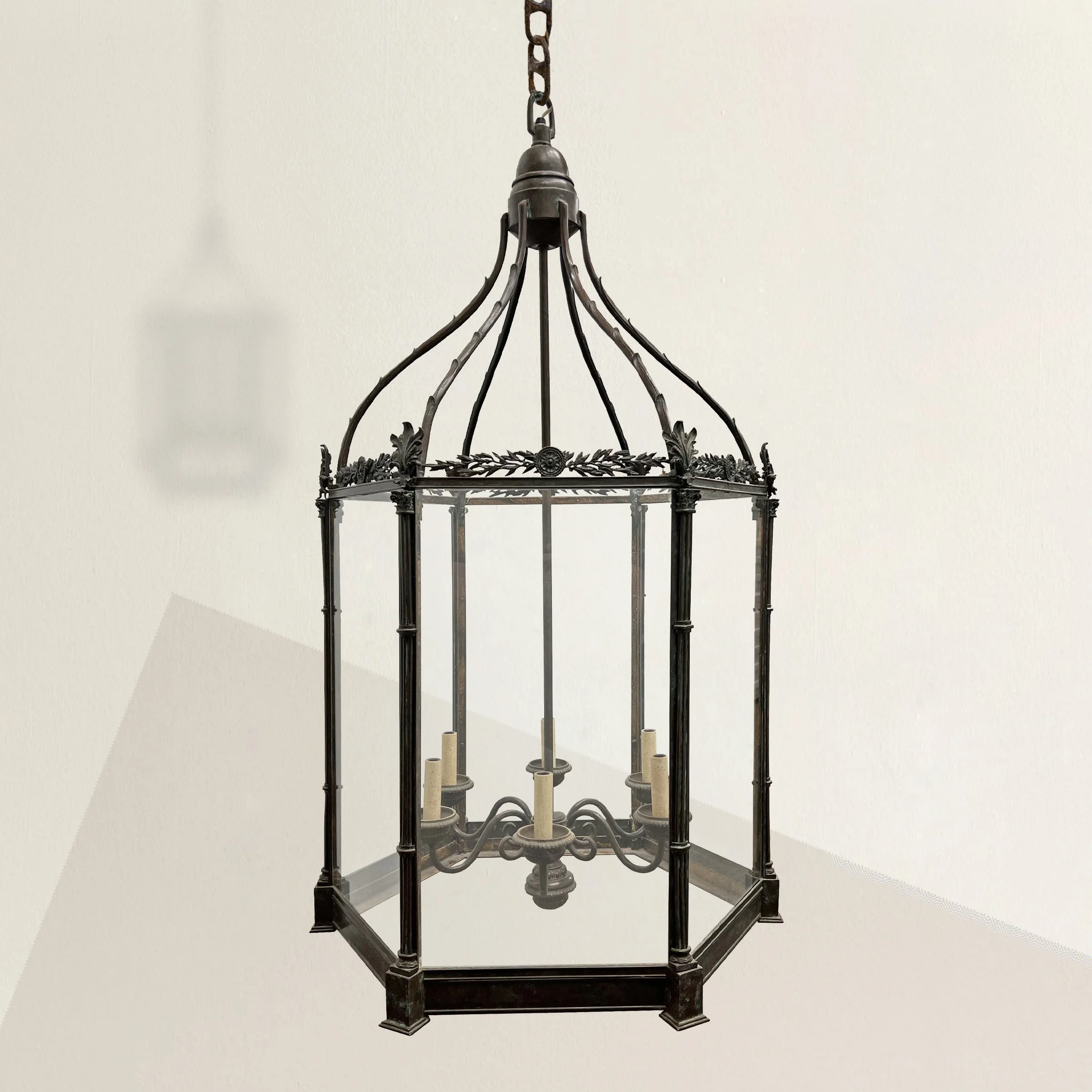 Rather Large 20th Century English RegencyStyle Bronze Lantern — RIGHT