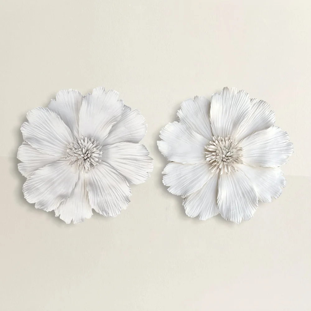 Pair of Handmade Porcelain Flowers with Custom Wall Mounts  display picture 1