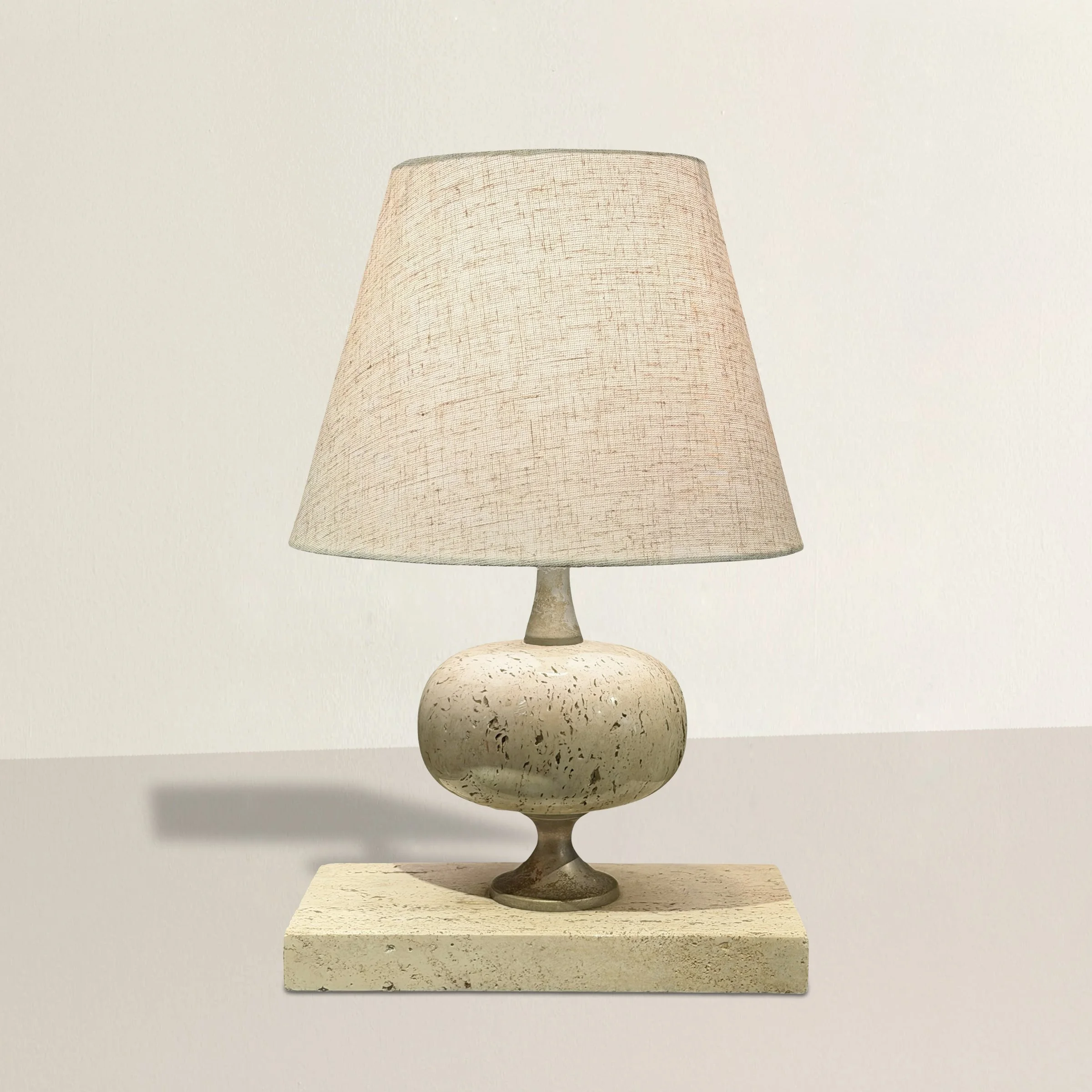 French Art Deco Travertine Table Lamp