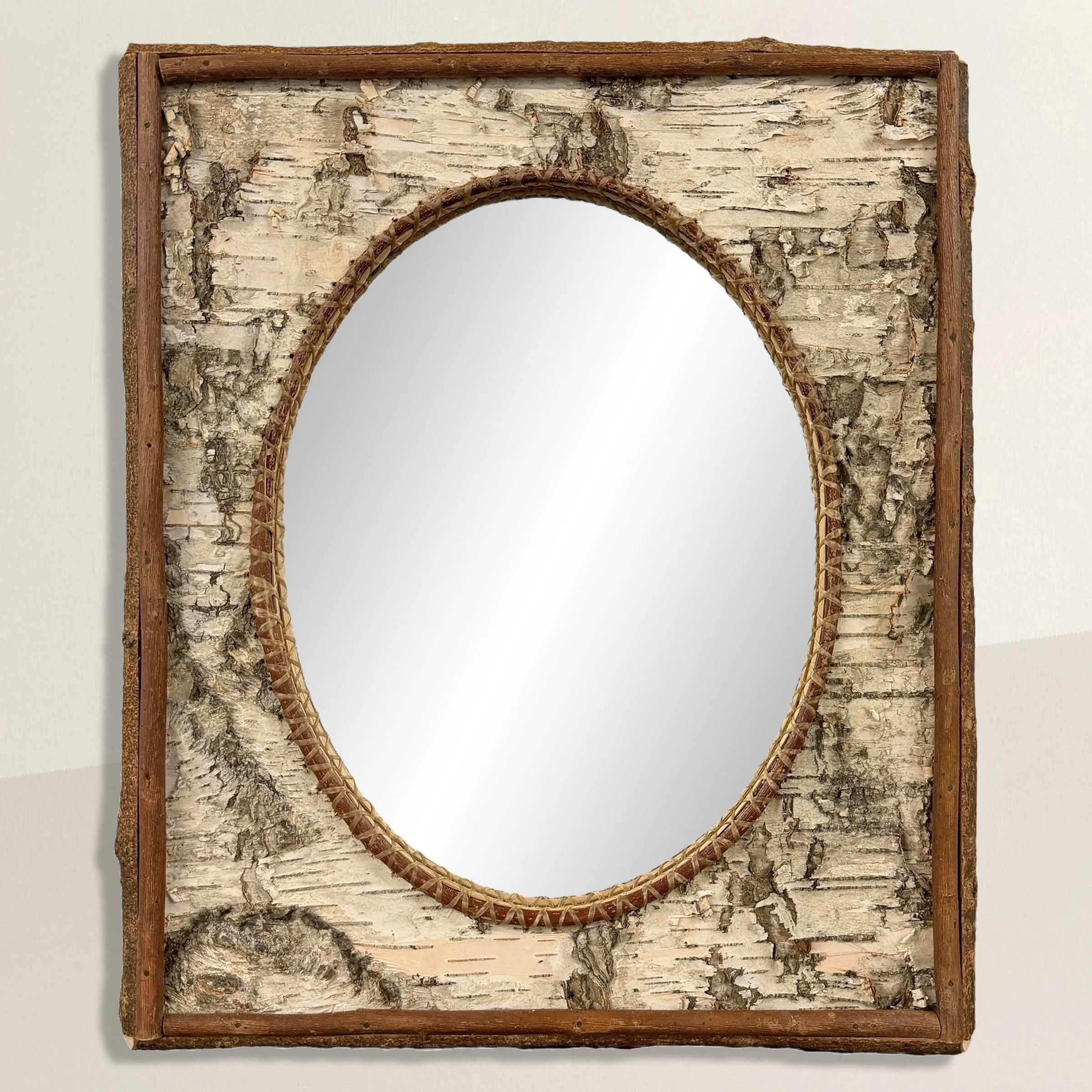 Vintage American Birch Bark Framed Mirror