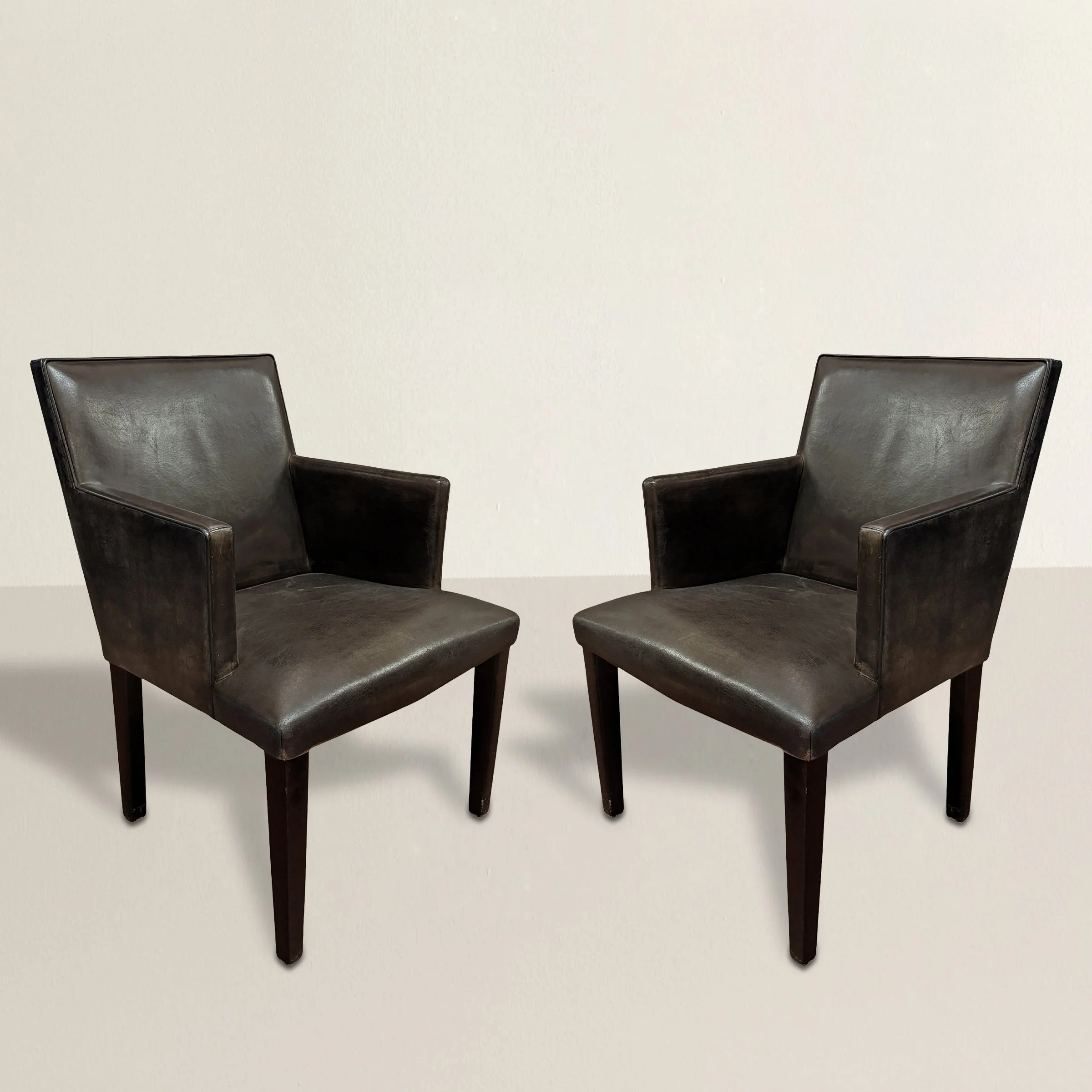 Pair of Bart van Beckhoven Leather-Clad Dining Chairs
