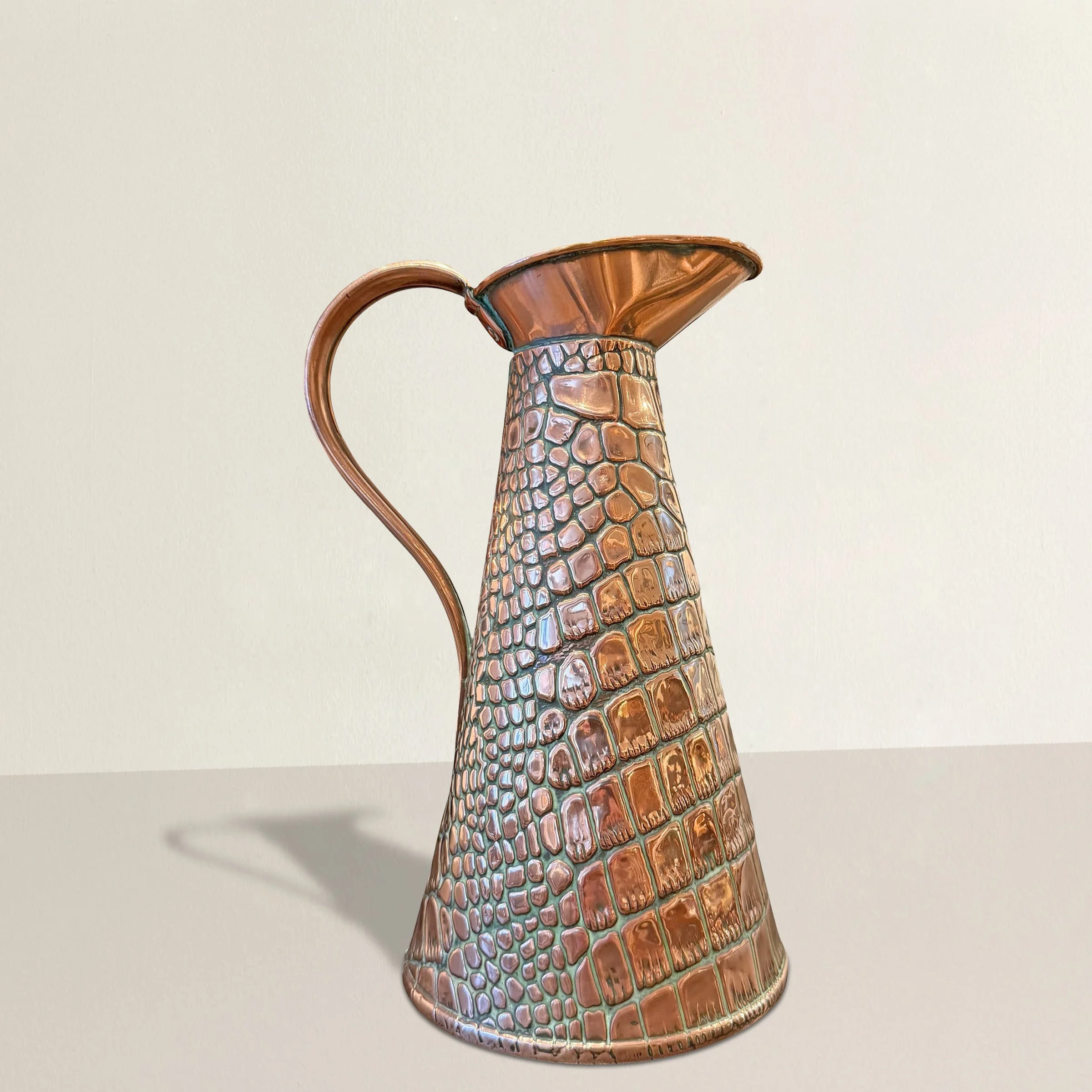 Small Crocodile Stamped Copper Pitcher.jpg