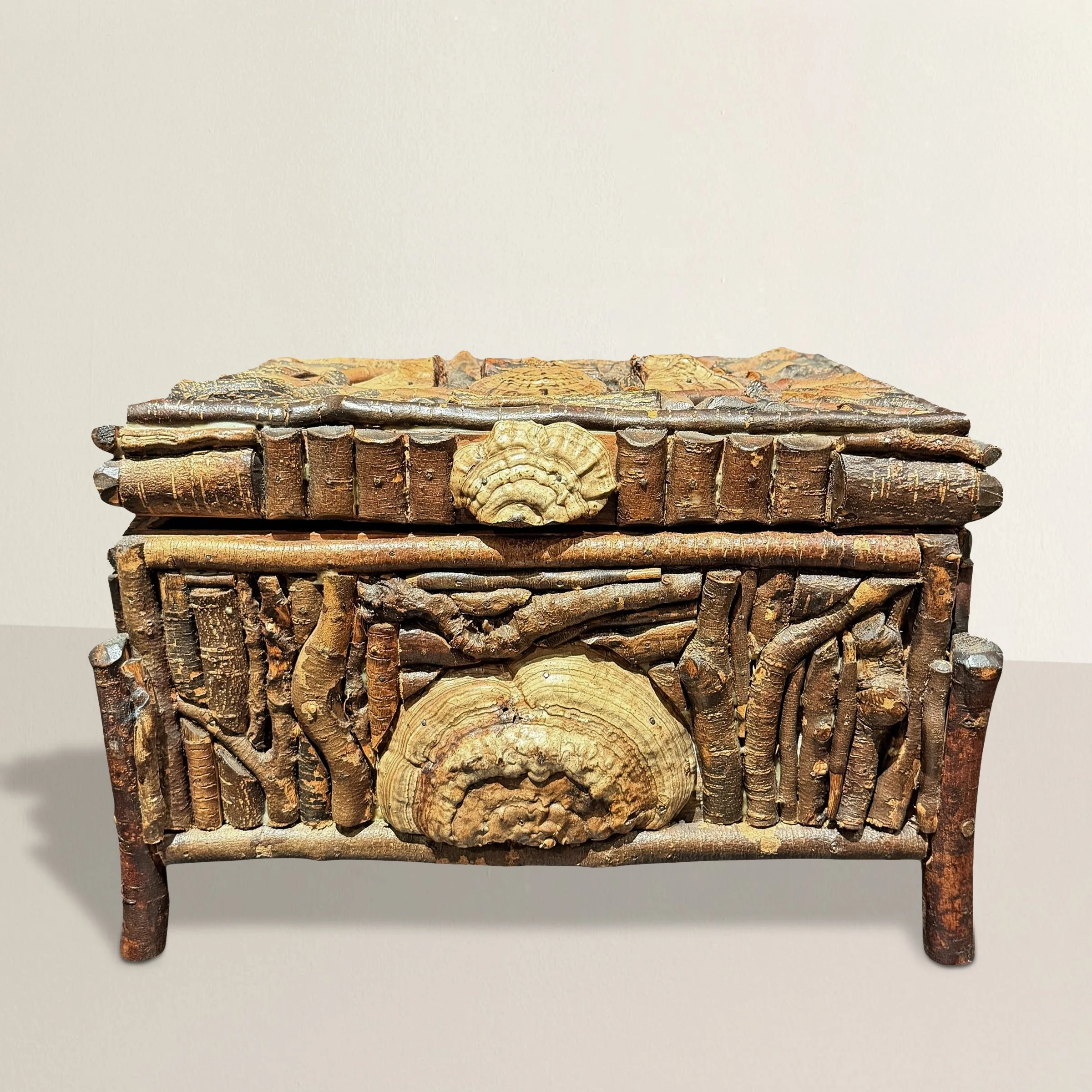 Adirondack Style Birch Twig and Mushroom Box