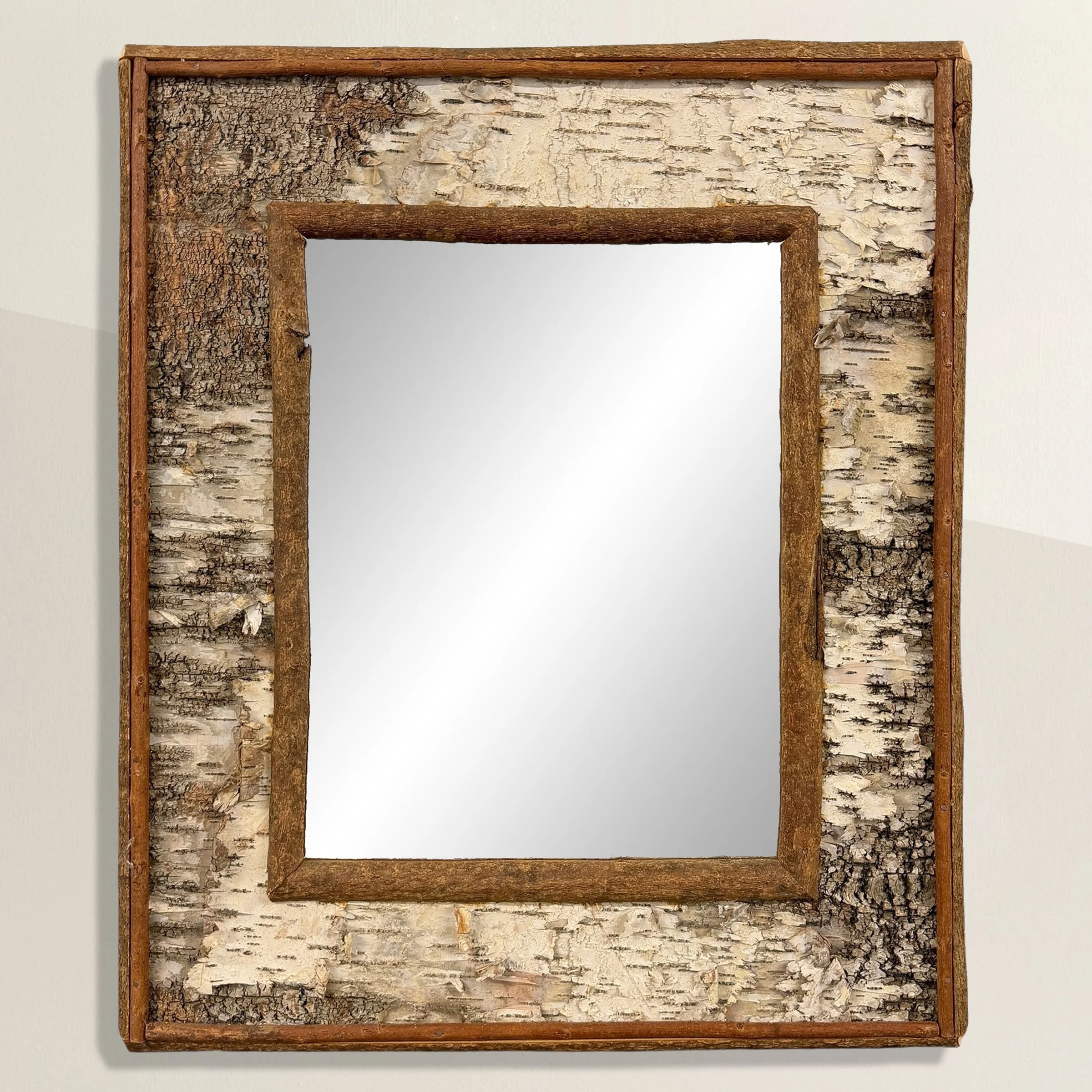 Vintage American Birch Bark Framed Mirror