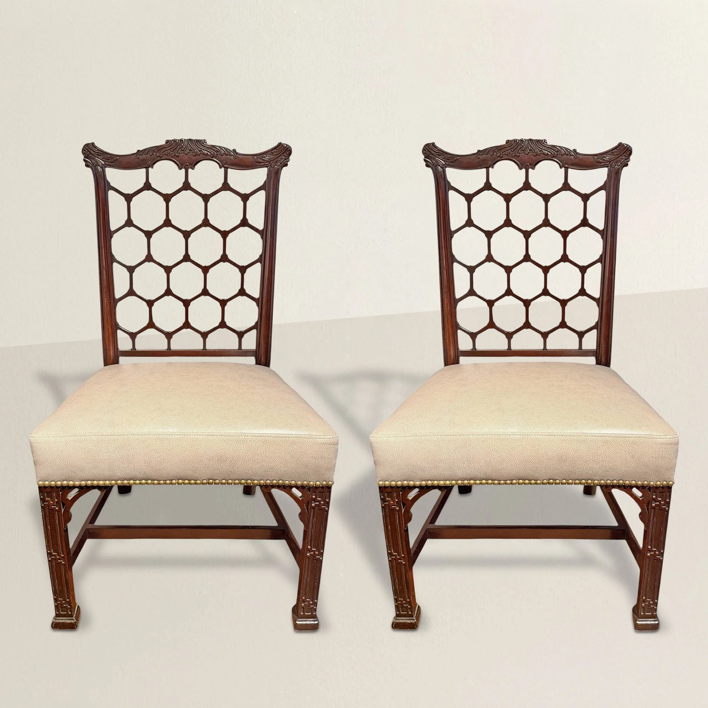 Pair of 19th Century English Honeycomb-Back Chairs