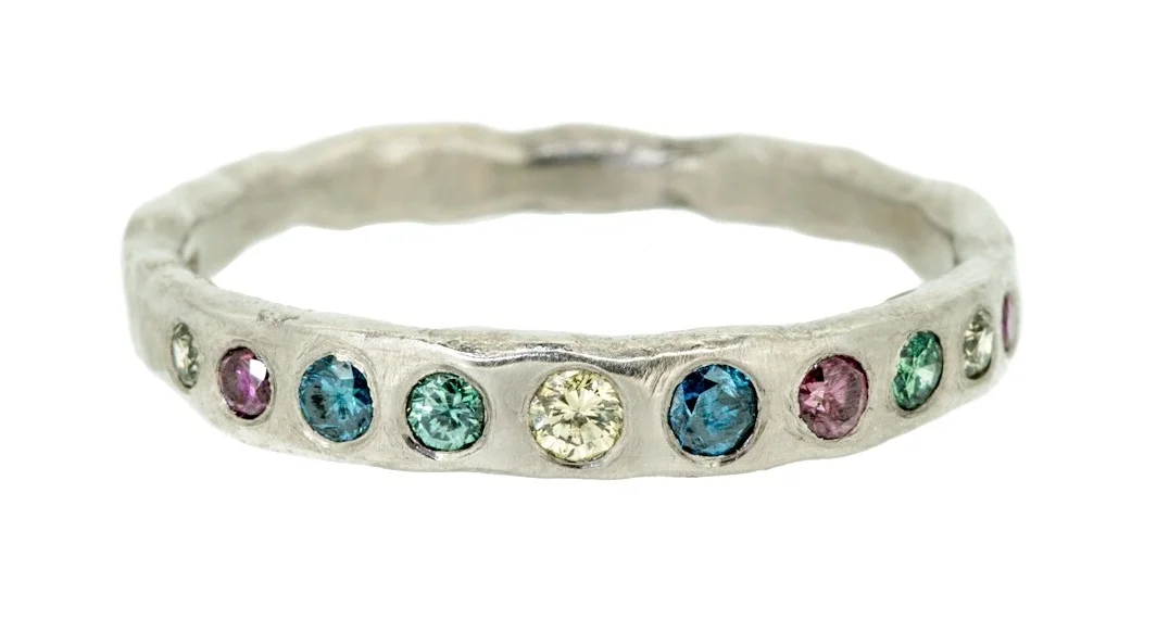 Gypsy set multi coloured diamonds