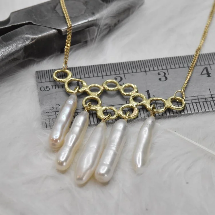 bubble necklace with pearl fringe