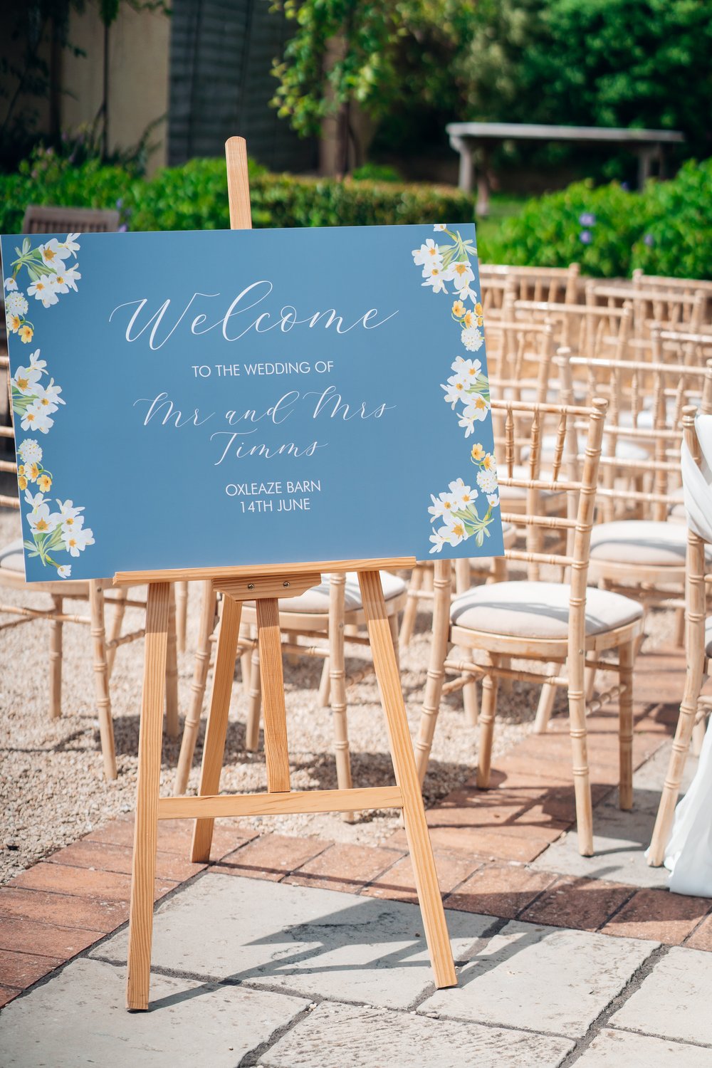 Blue wedding signage