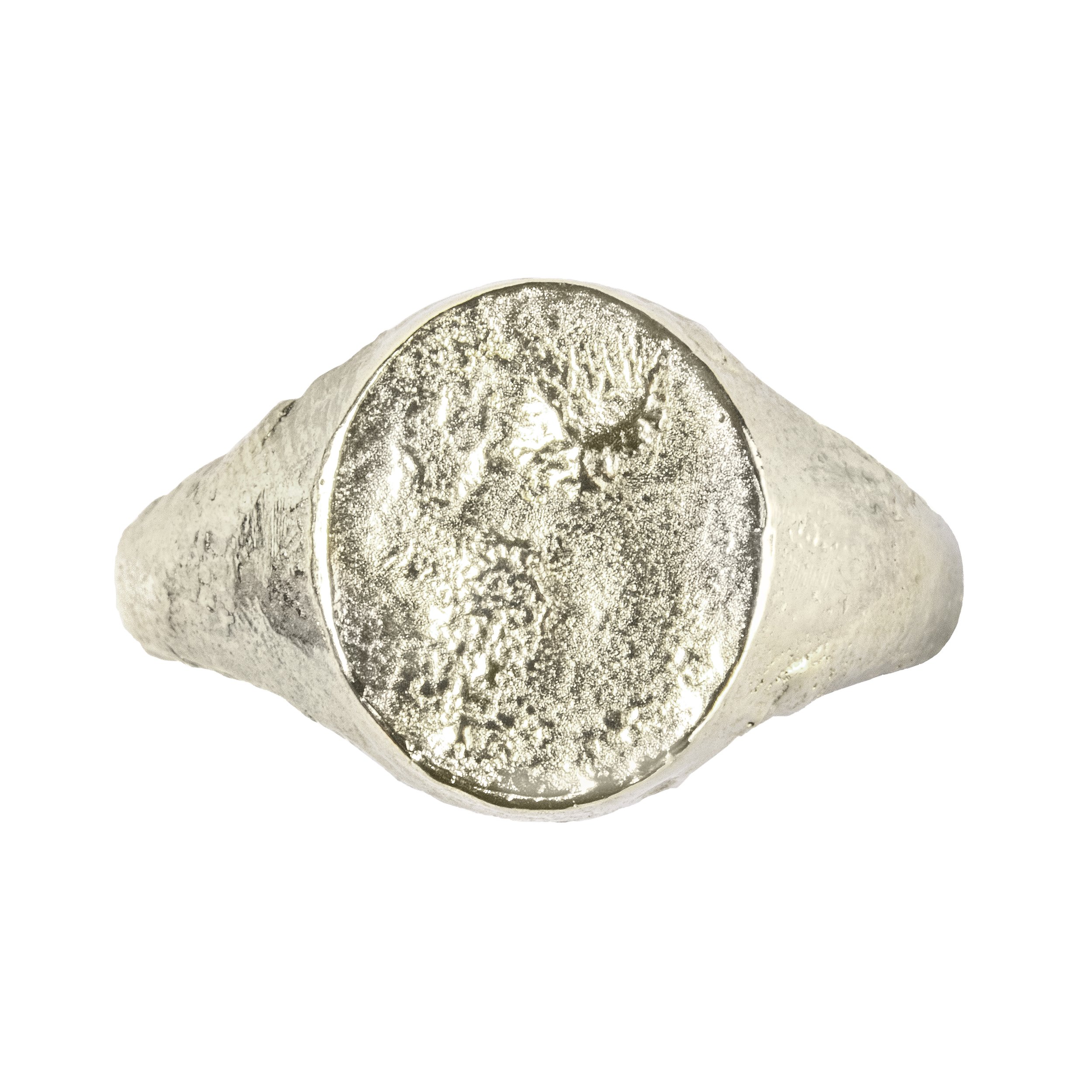 9ct white gold heavy weight signet ring