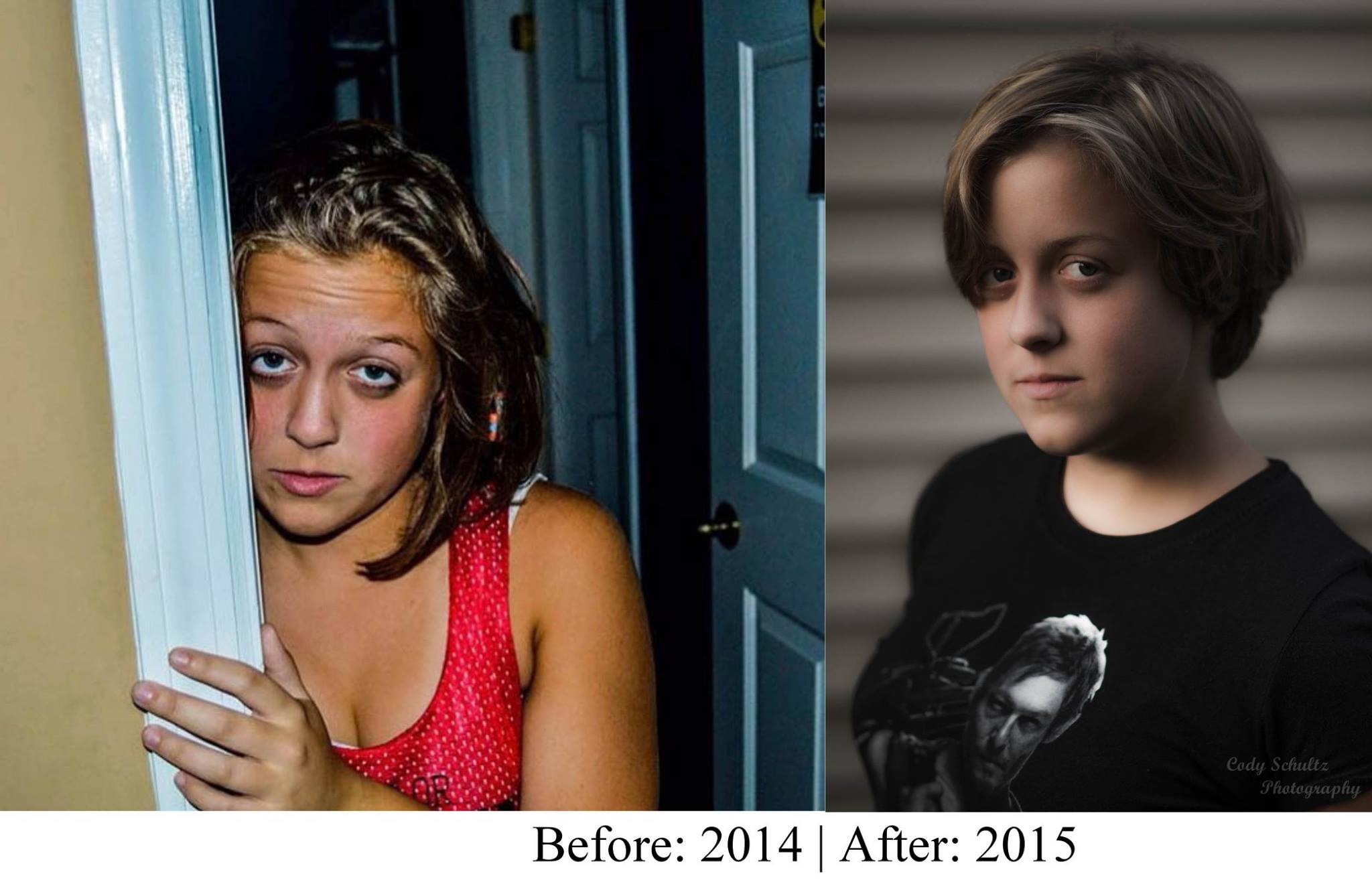 A side-by-side comparison of two portraits I had taken of my girlfriend to see my improvement with portrait photography.