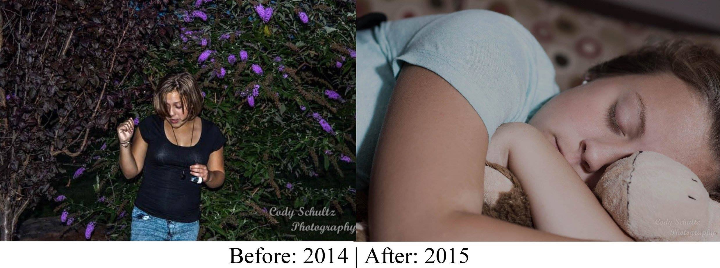 Another side-by-side comparison of my portrait photography to see how much I had improved in one year.