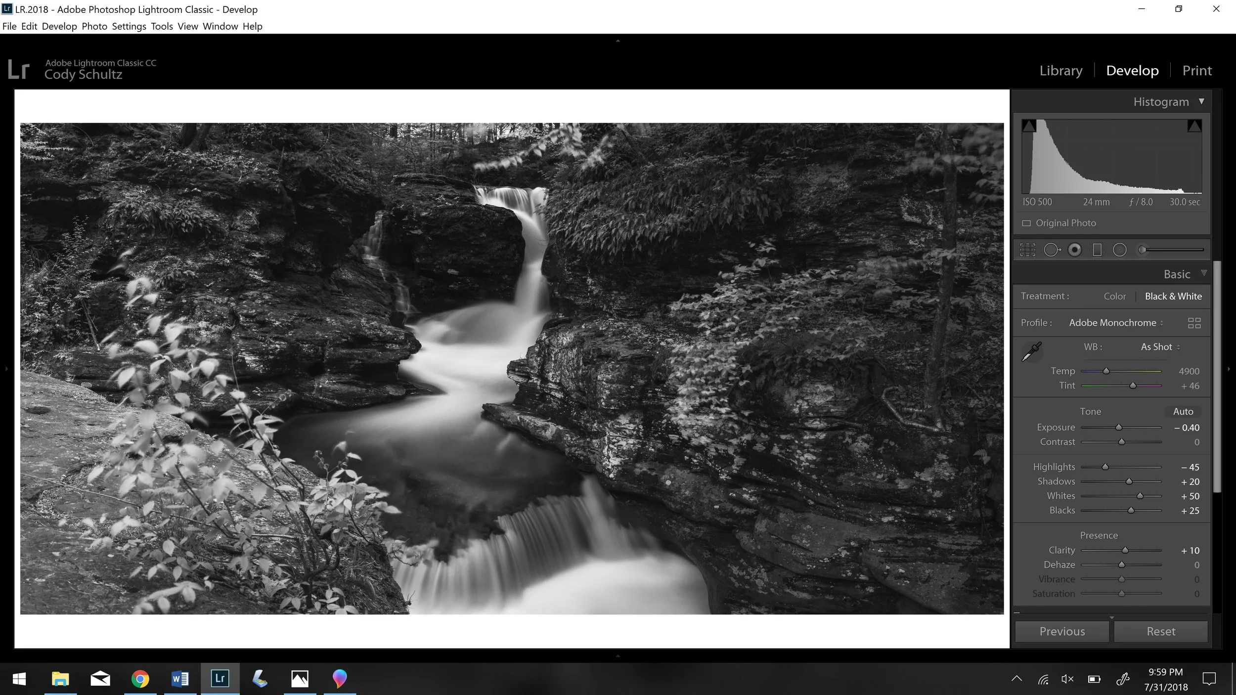 an almost finalized (?) photograph of Adams Falls