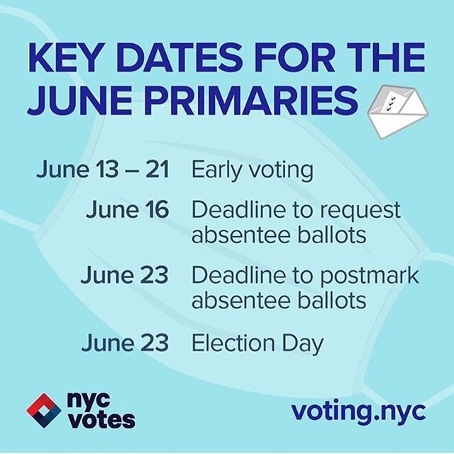 The NY Primaries are upon us! Young people, POC and women make up 64% of eligible voters this year. Make it happen, show up and vote. ✔️✔️✔️I had received my absentee ballot application in the mail awhile back thinking it was the actual ballot until 