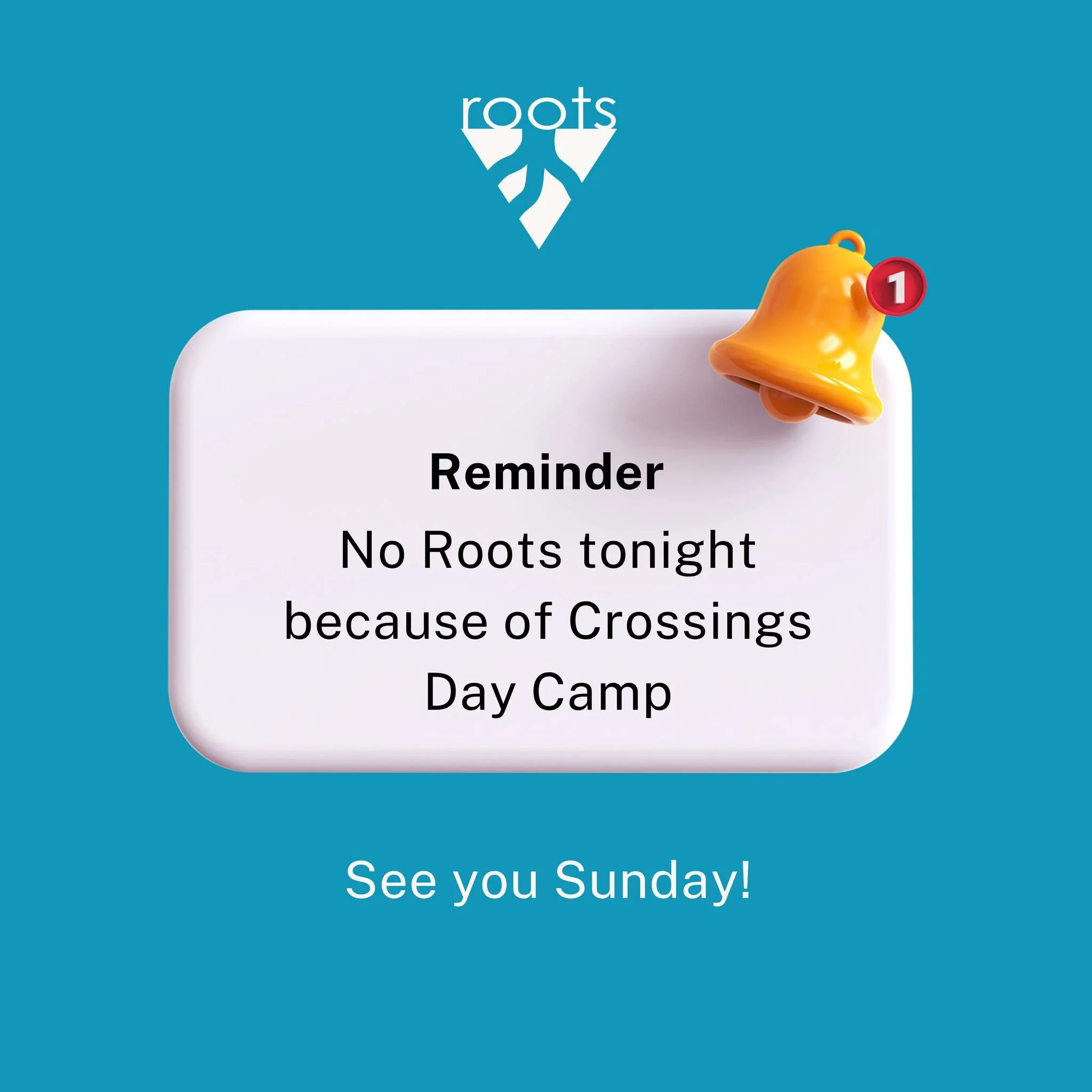 No Roots tonight, but we can't wait for small groups on Sunday at 10 am!