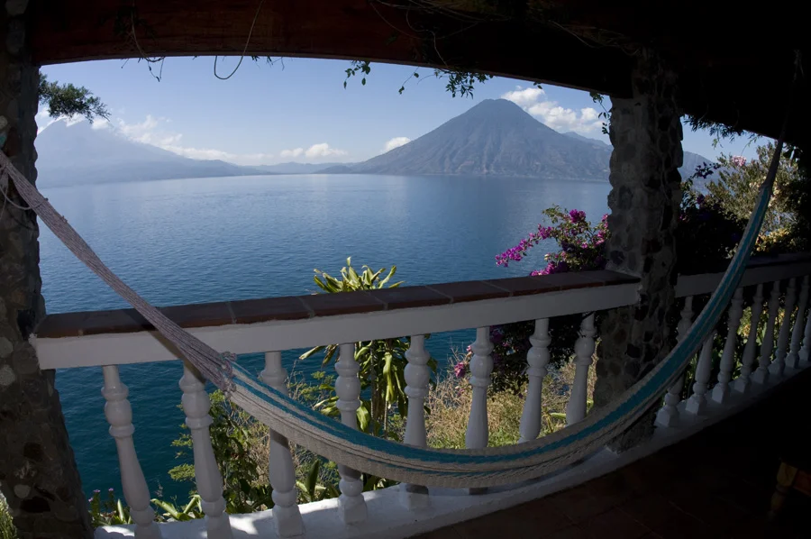 one of the world's top 10 hammocks, at Casa Del Mundo on spectacular Lago de Atitlan in Guatemala