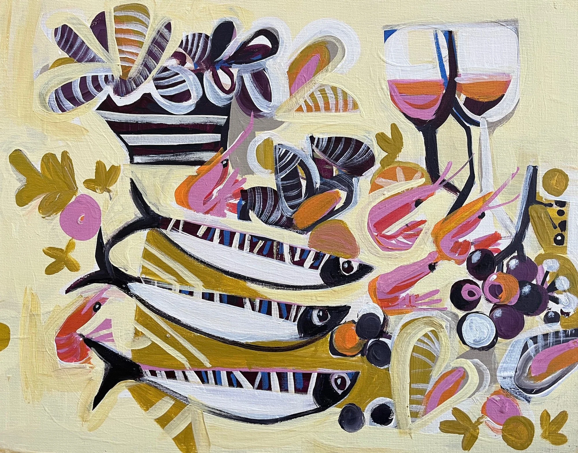 Summer and seafood acrylic on board 30x35cm £840.jpg