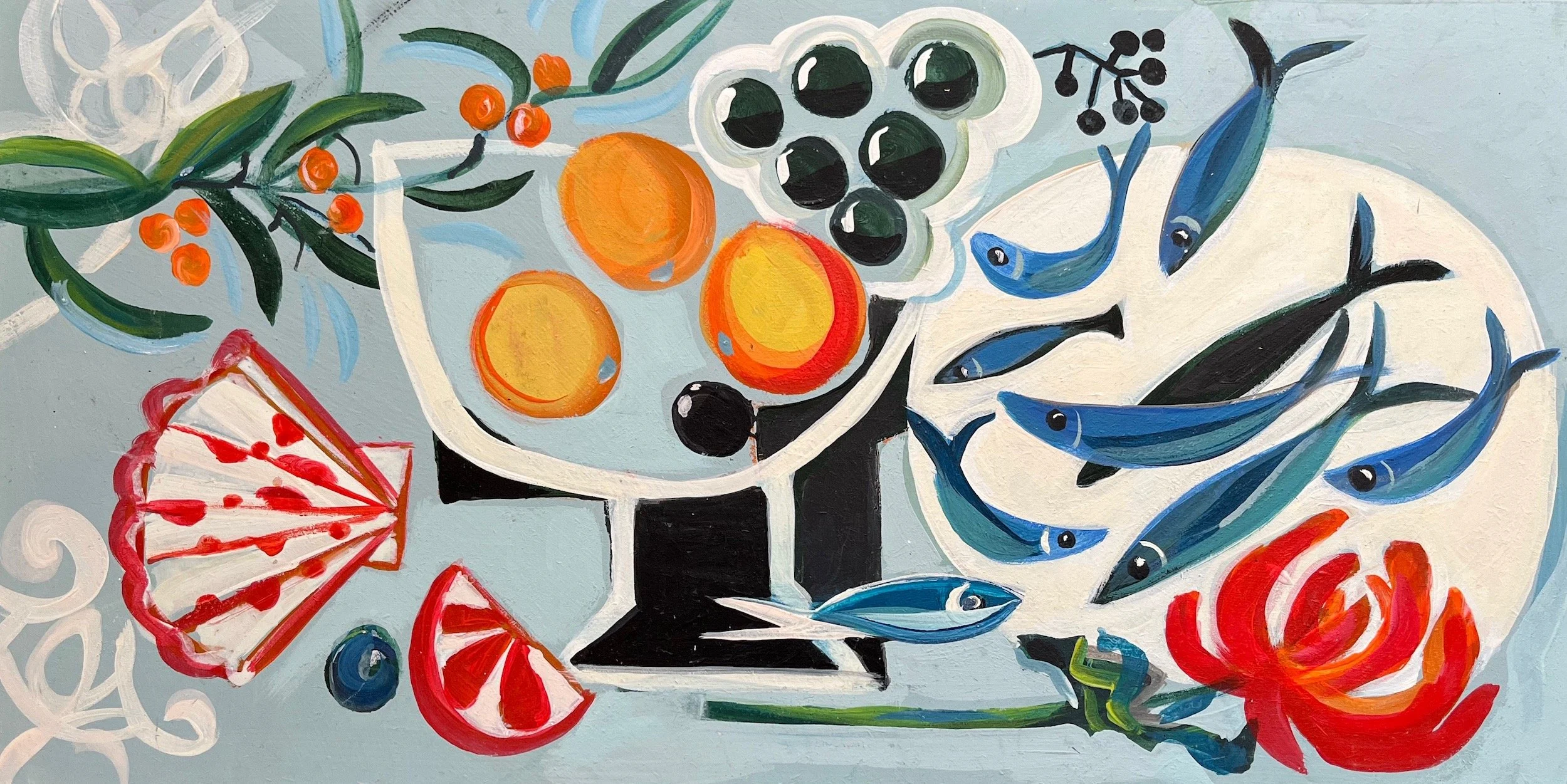 chrysanthemum and Berries acrylic on board 20x40cm  copy.jpg