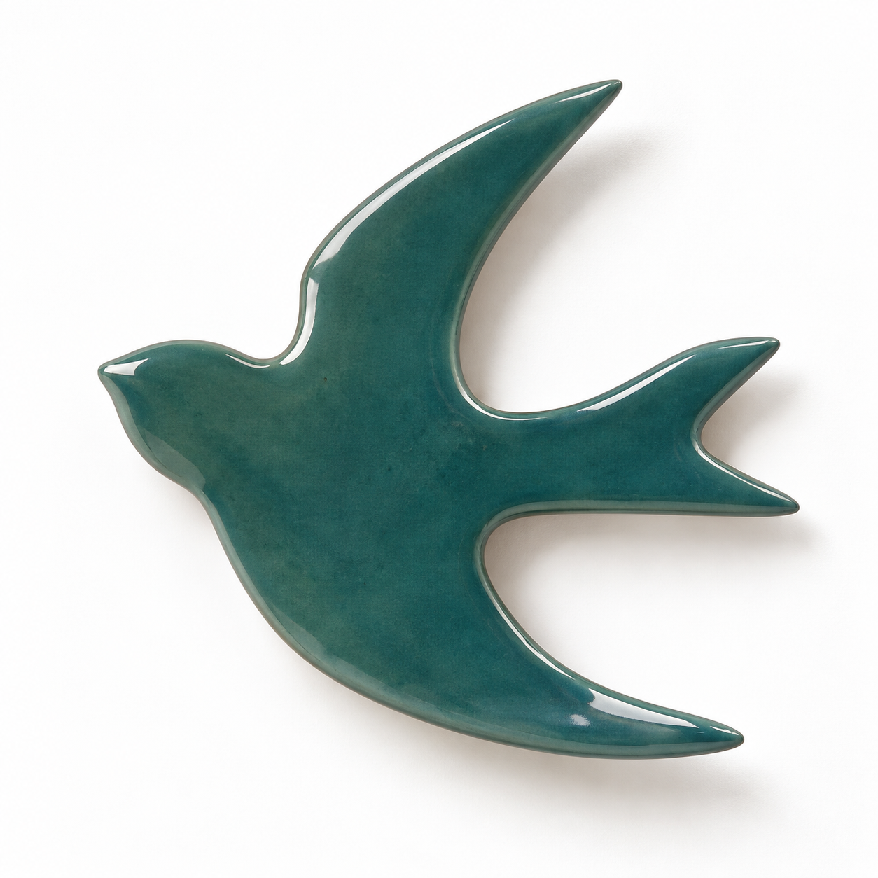 Hirondelle en céramique émaillée bleu canard.png