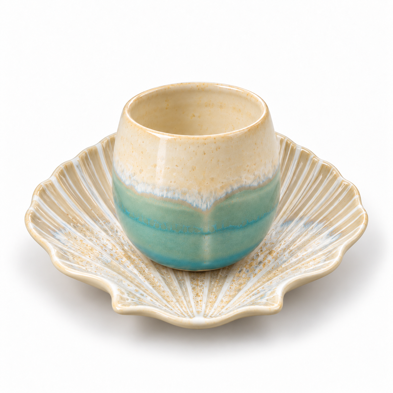 Ensemble tasse et coupelle rivage nacré