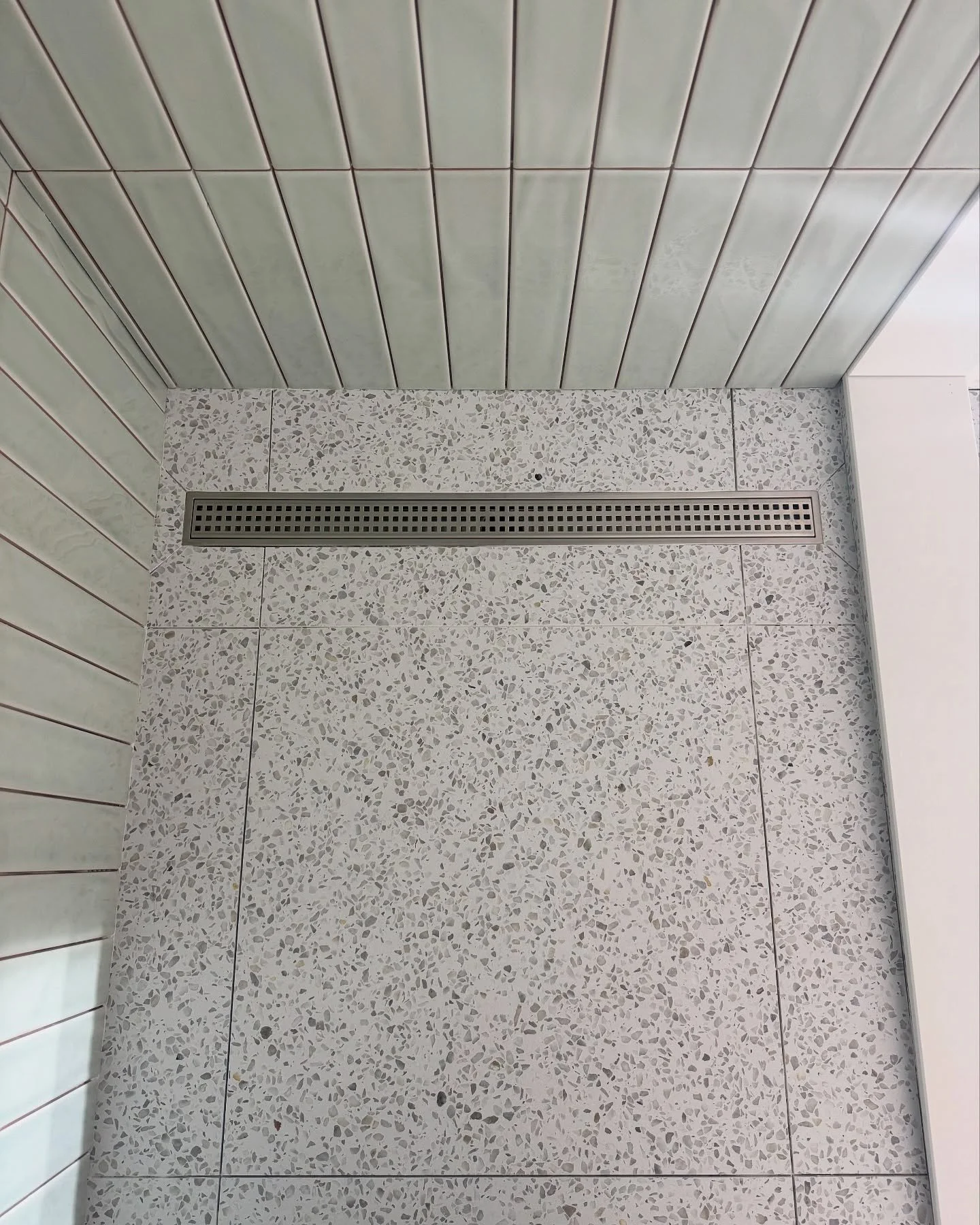 Some pregrout photos of this bath we put together before Christmas, heated floors w/line drain