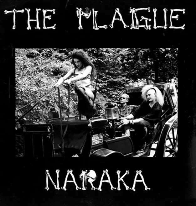 "The cover of The Plague depicts Day as the driver of an antique horse-drawn carriage bearing her other band mates. The image helps to conjure subliminal impressions that declare that the work is classic, driven and eternally stylish". Melody Maker Mick Mercer All Songs written by the Plague c1987. Margot Day: Vocals, Flute, Lyrics. Bones: Bass, Lyrics. Christian Richins: Guitar. Carmen Bohn Lyrics