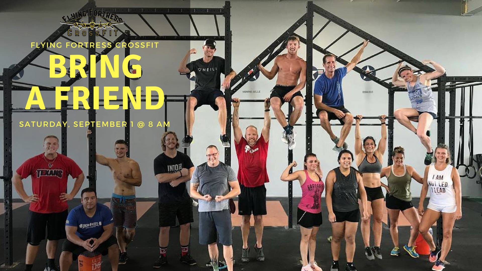 "BRING A FRIEND DAY"&nbsp;-&nbsp;Saturday, September 1st. This is open to CrossFit and Bootcamp members!&nbsp;Class will be at 8AM!