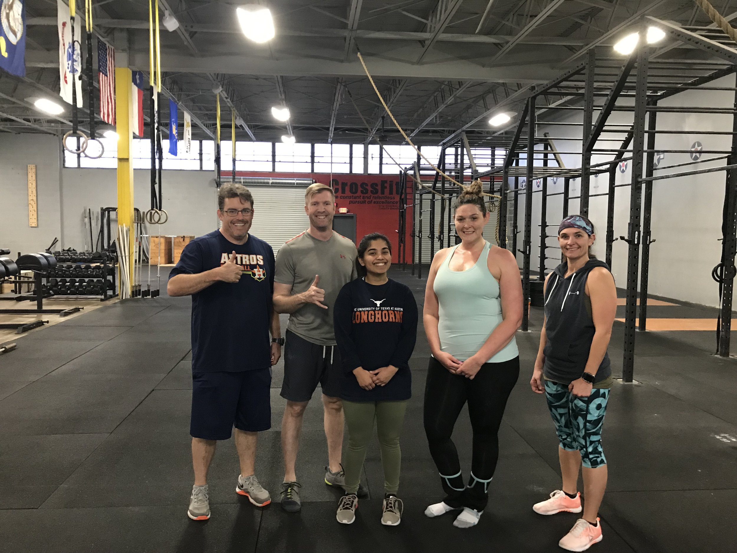 Colin, Zach, Areeba, Danielle and Michelle. Congratulations Areeba on completing your first week of CrossFit!
