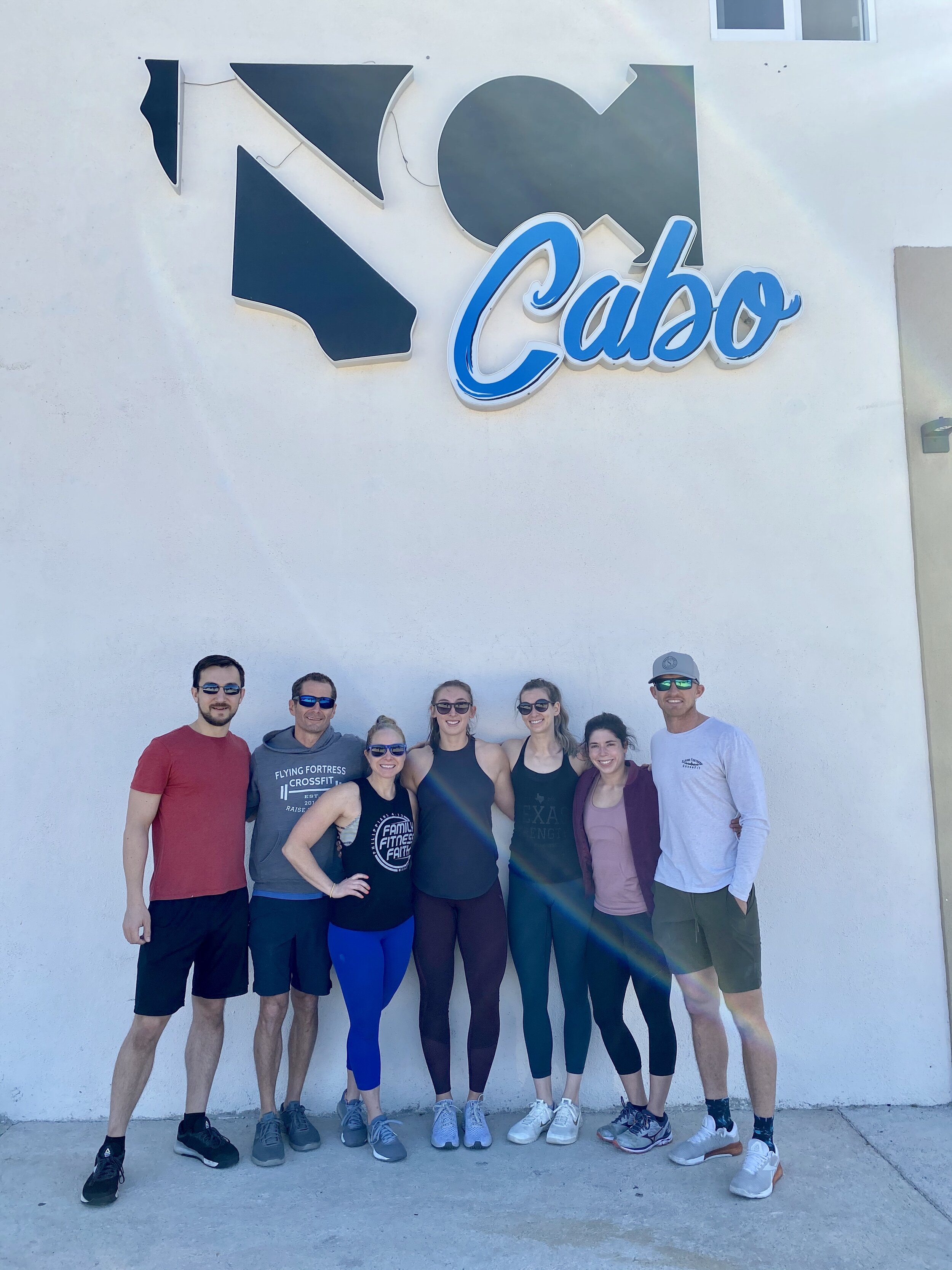 Alberto, JP, Kara, Sam, Jess, Katie and Robert at CrossFit Cabo