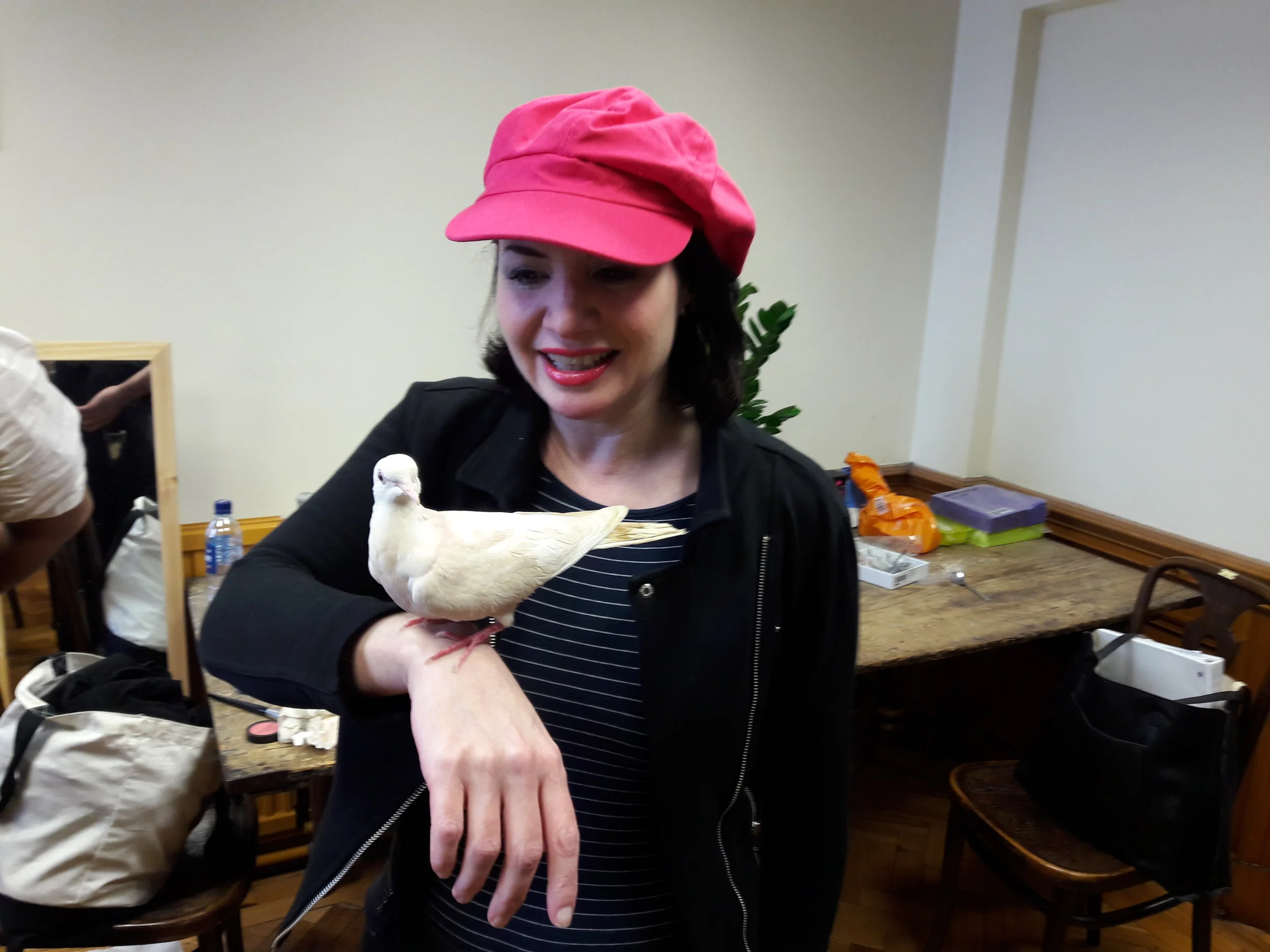 Romy in the show's dressing room. One of the other acts was a magician.