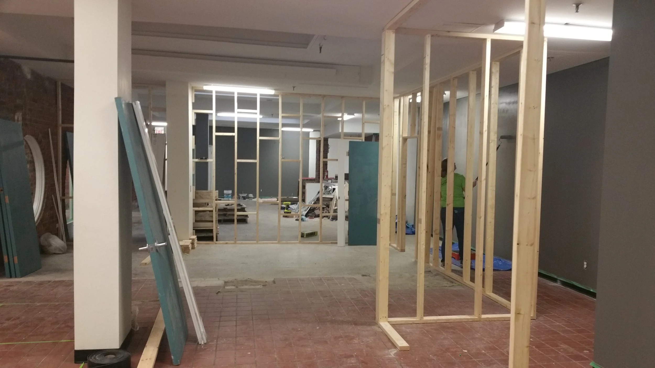 Building walls inside walls at 303 Bagot Street