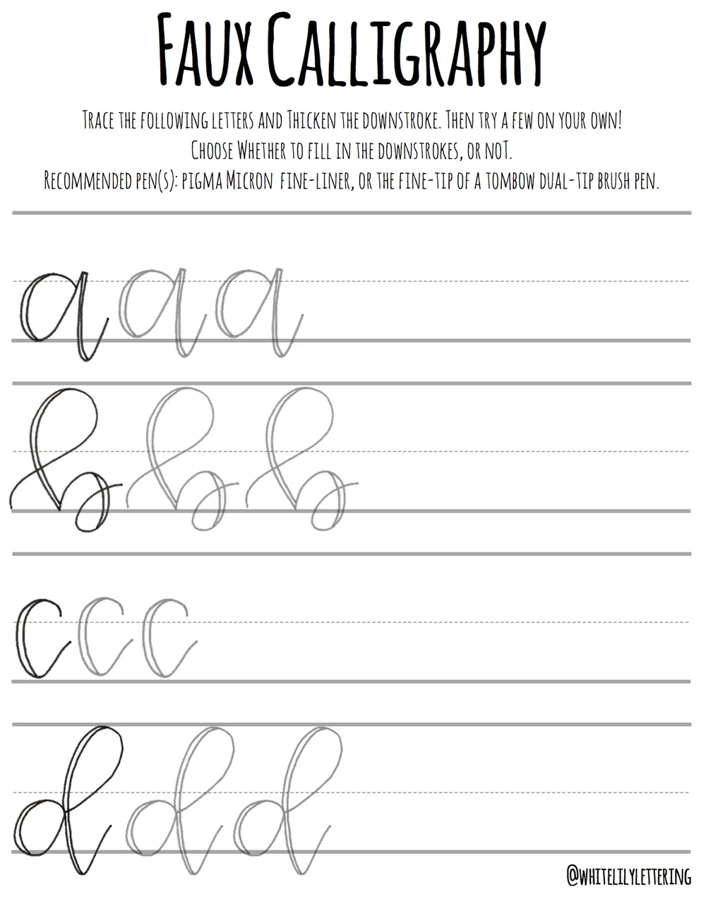 Faux Calligraphy Tutorial: Numbers Free Practice Sheet – EYCURB