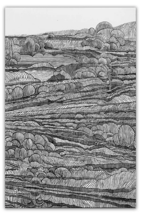 Imaginary Landscape Woodblock Print Oil ink on paper 2017