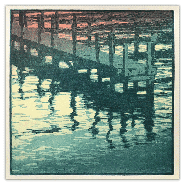 Adirondock Sunrise Mokuhanga 5x5” 2018