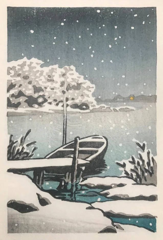 Moored Boat in Snow