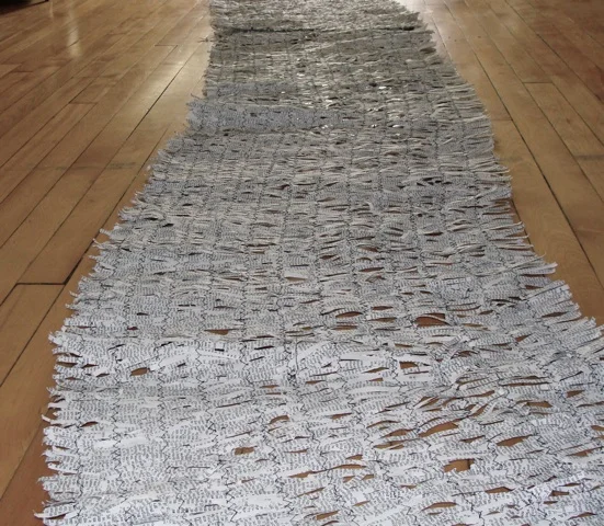 words, 2011shredded dictionary, thread ,&nbsp;4 x .5 metres
