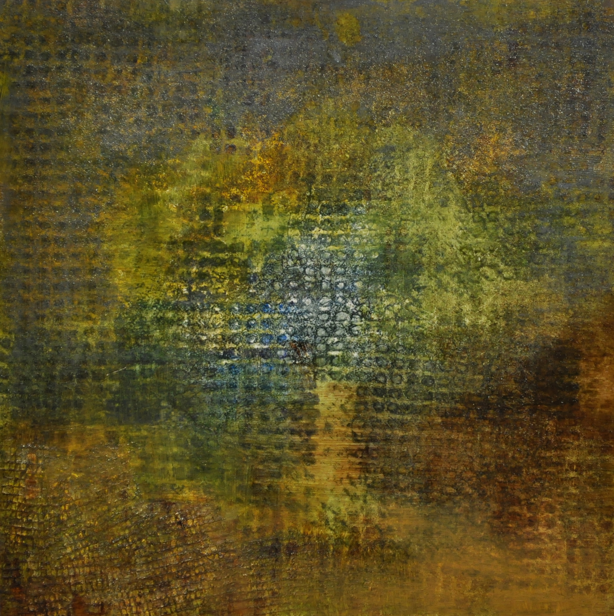  exchange, 2017, oil on wood panel, 15.2 x 15.2 cm 