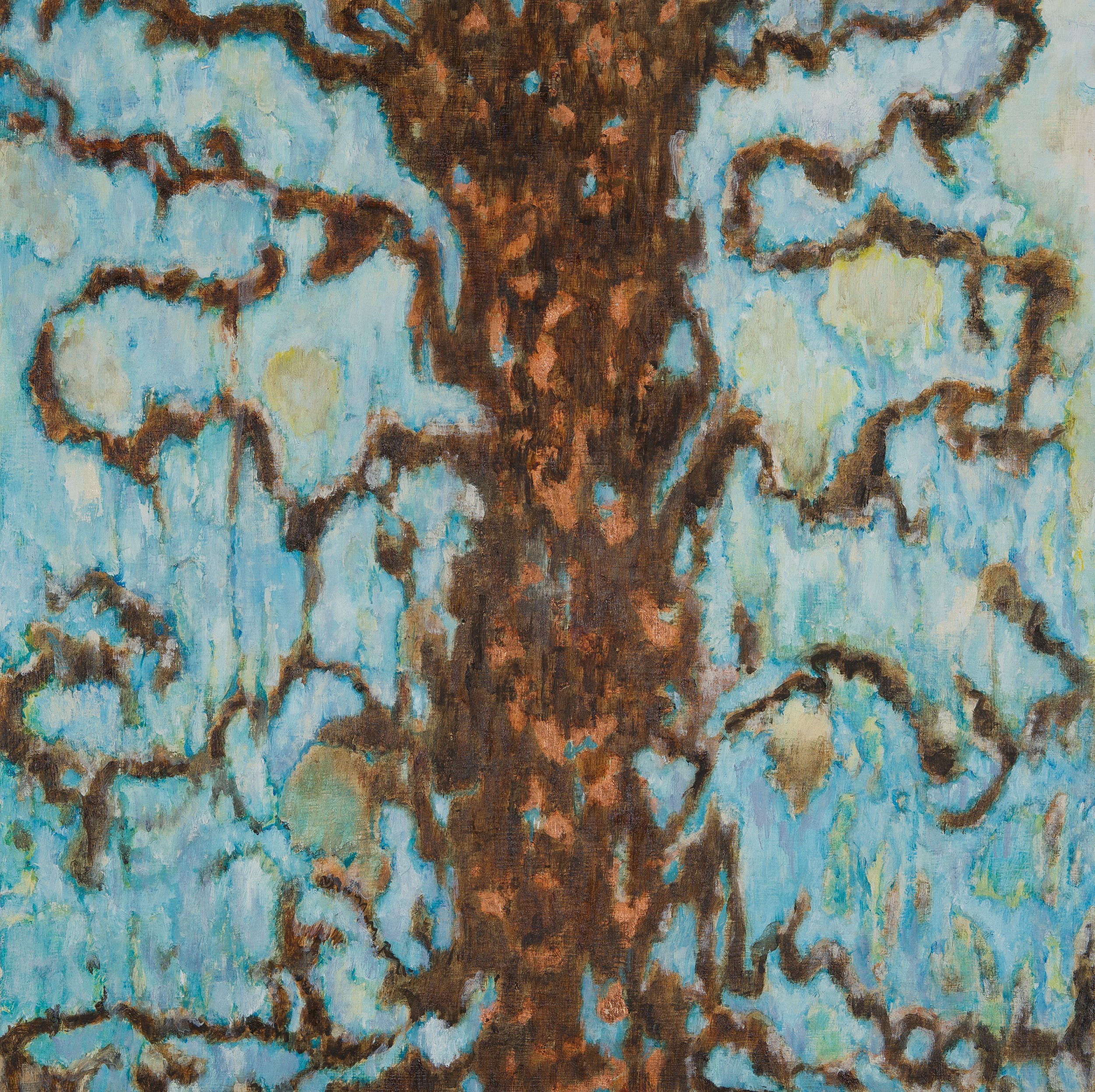Range, 2022 copper leaf, oil on wood panel, 30 x 30 cm